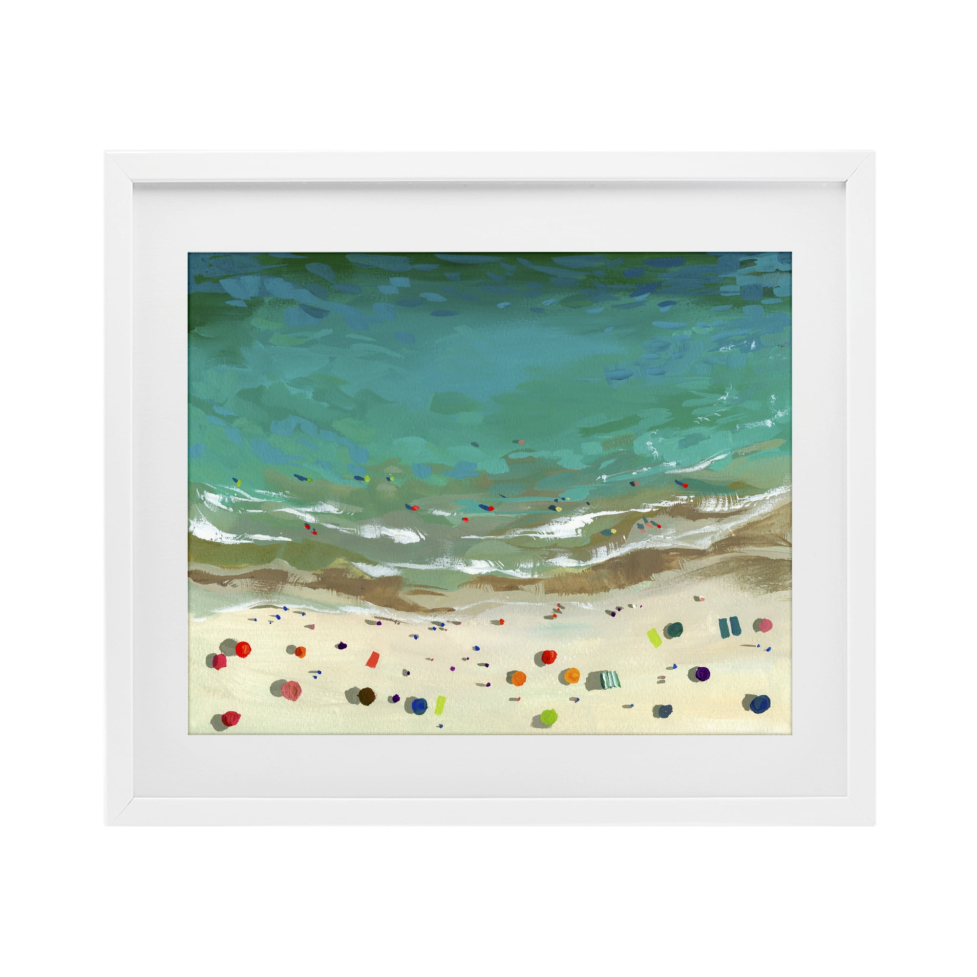 Stupell Industries Aerial Turquoise Shoreline White Framed Print Under Glass, design by Brook Page