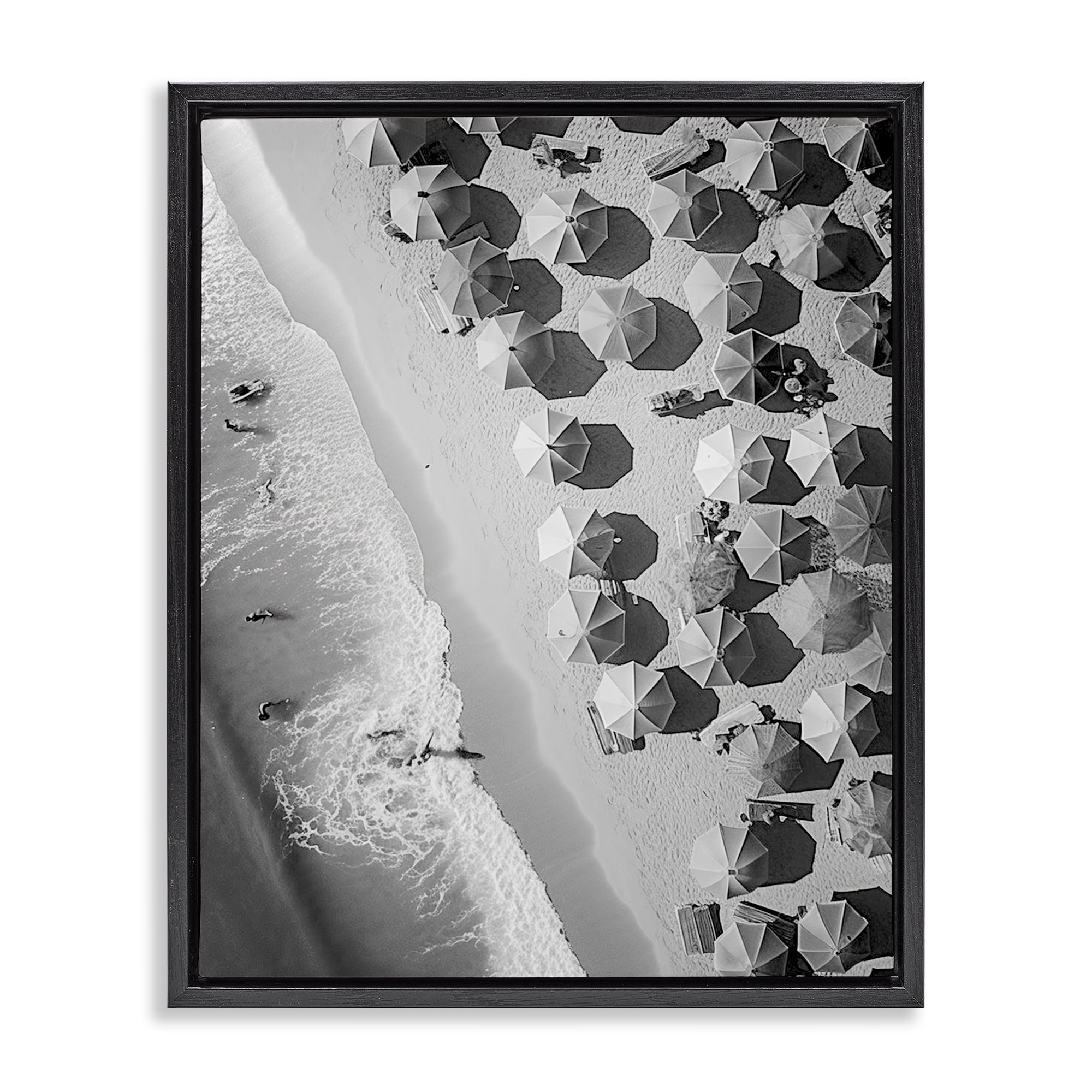 Stupell Industries Aerial View Beach People Photography Black Floater ...