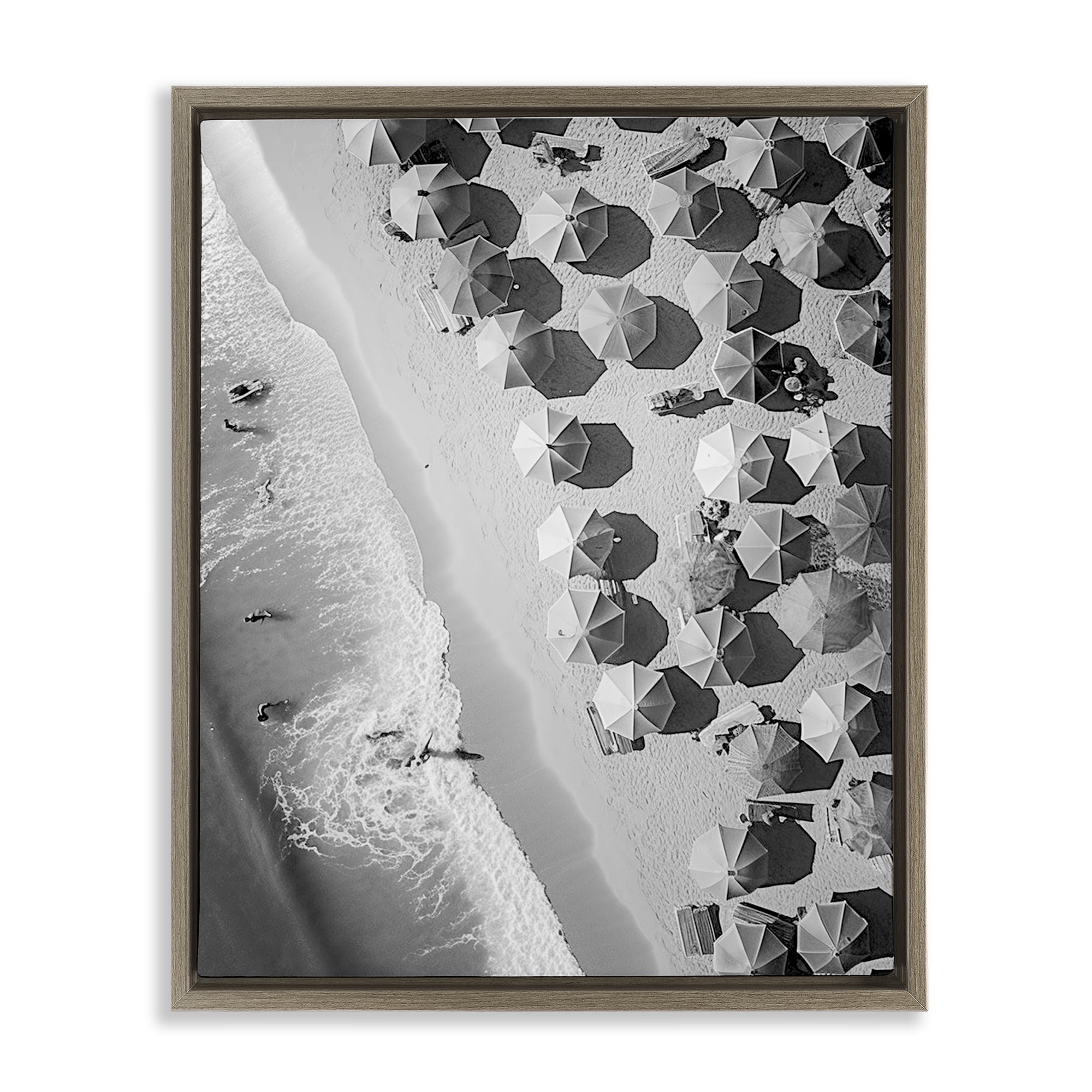 Stupell Industries Aerial View Beach People Photography Brown Floater ...