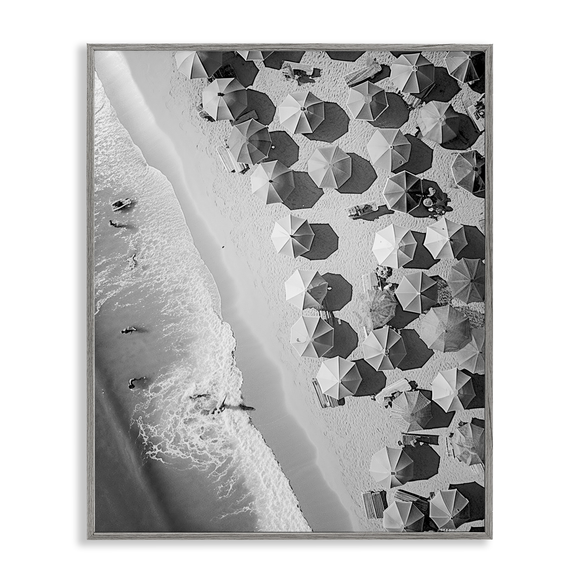 Stupell Industries Aerial View Beach People Photography Gray Framed Art Print Wall Art, 24 x 30
