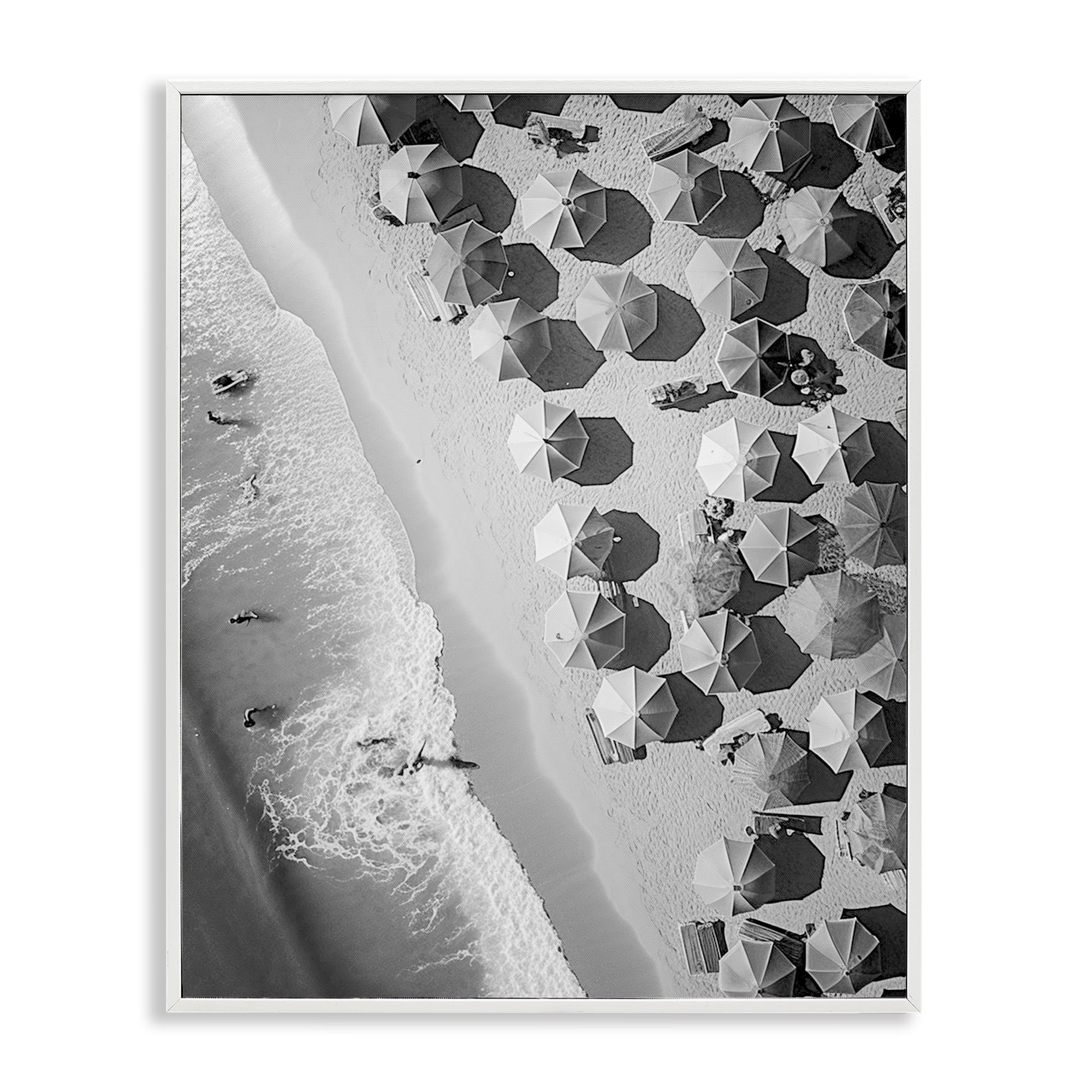 Stupell Industries Aerial View Beach People Photography White Framed Art Print Wall Art, 24 x 30