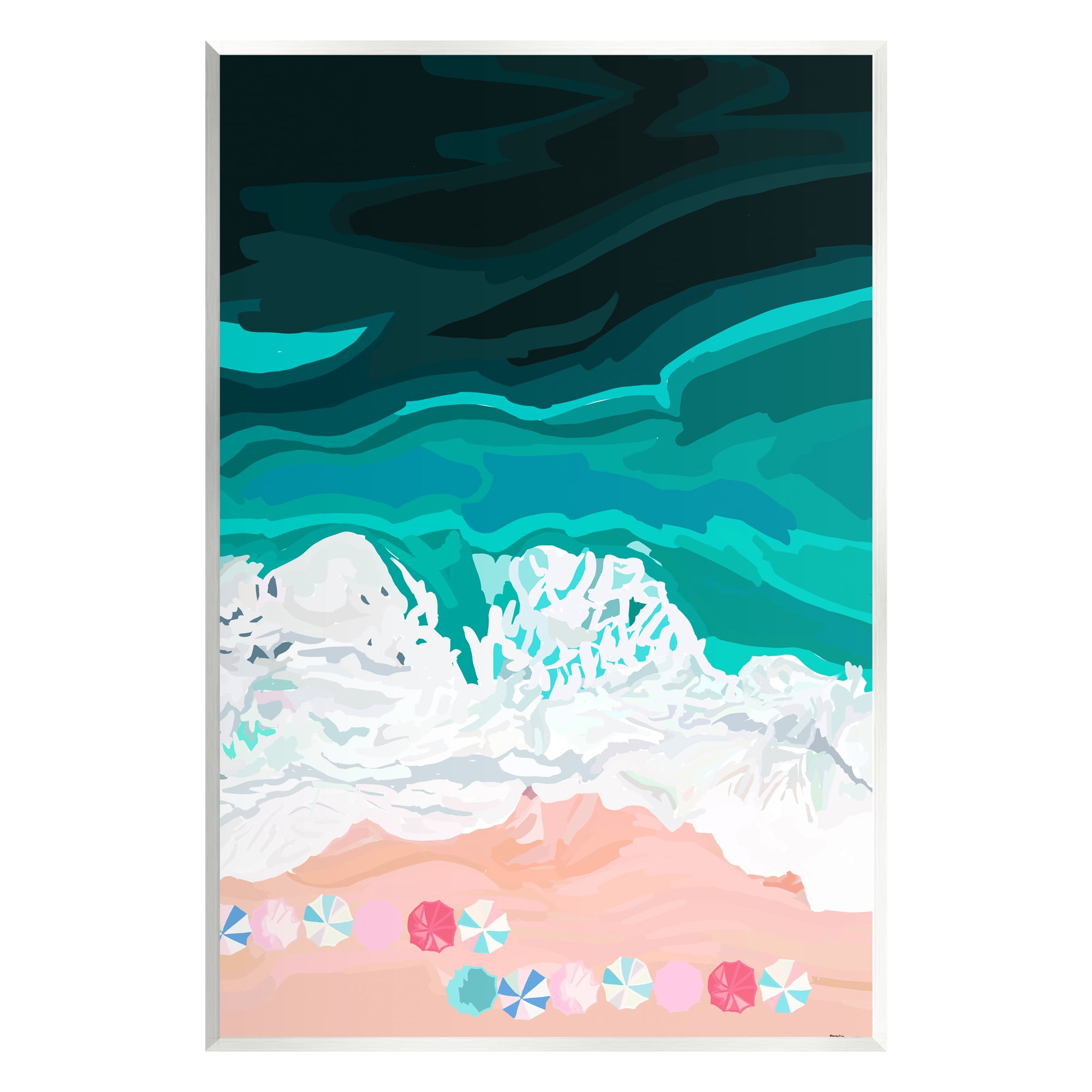 Stupell Industries Aerial View Beach Umbrellas Coastal Painting Unframed Art Print Wall Art
