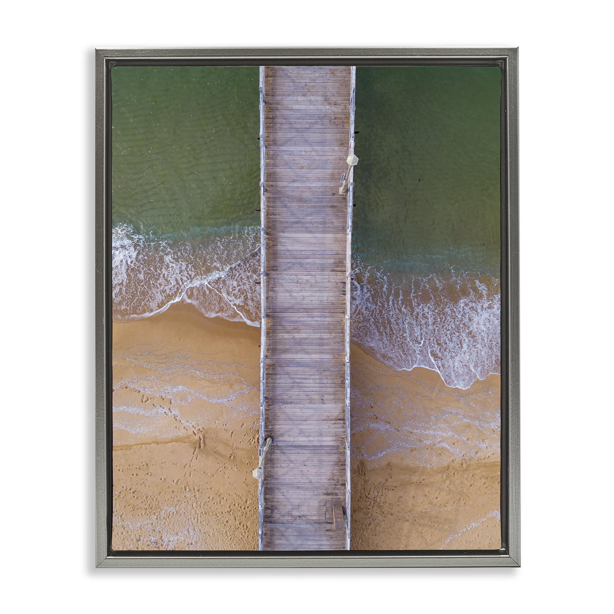 Stupell Industries Aerial View Boardwalk Landscape & Nature Photography Gray Floater Framed Canvas Art Print Wall Art, 17 x 21