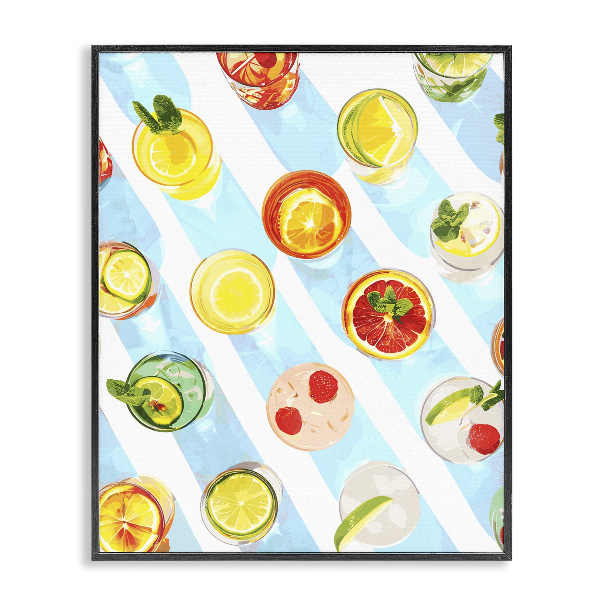 Stupell Industries Aerial View Cocktails Food & Beverage Painting Black Framed Art Print Wall Art, 16 x 20