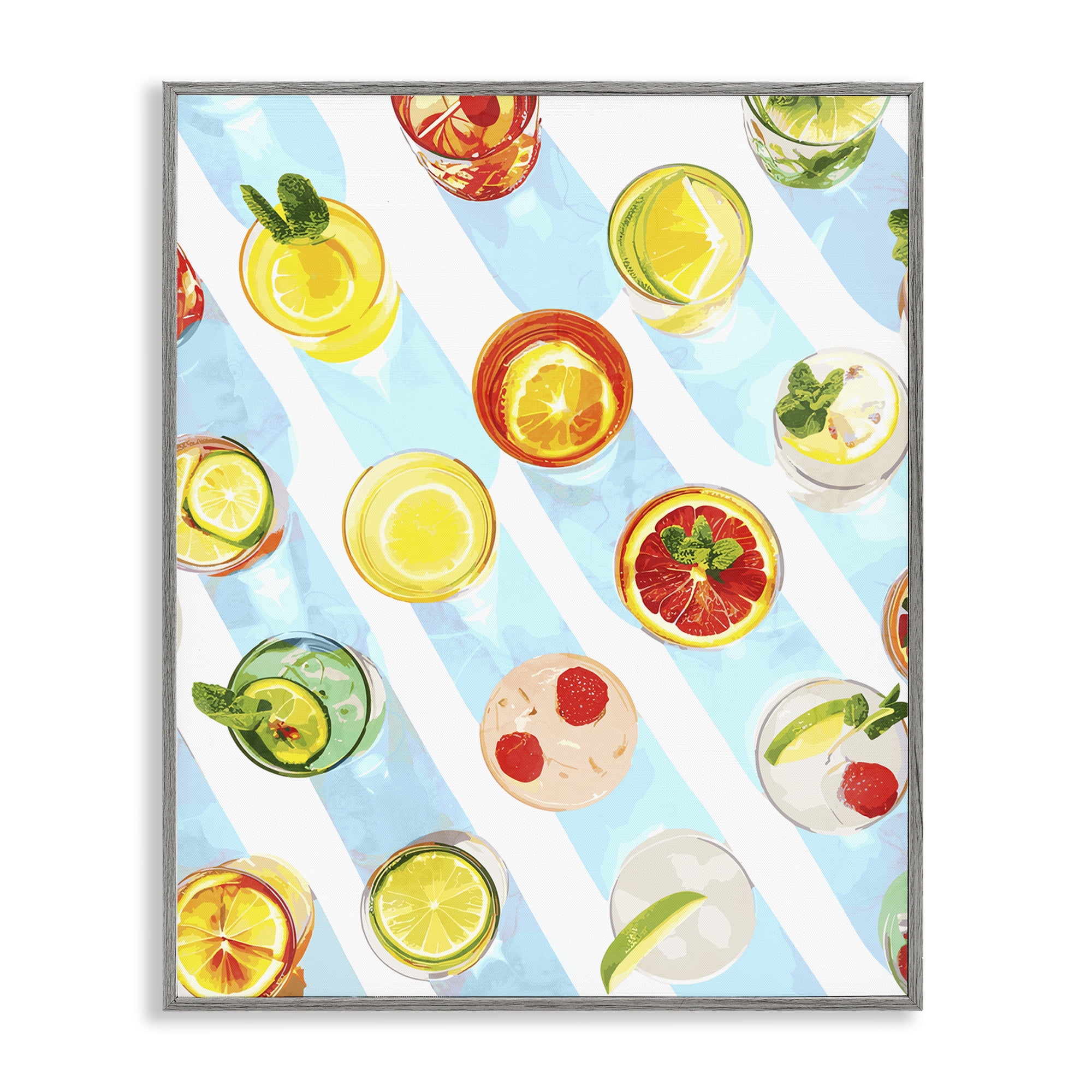 Stupell Industries Aerial View Cocktails Food & Beverage Painting Gray Framed Art Print Wall Art, 16 x 20