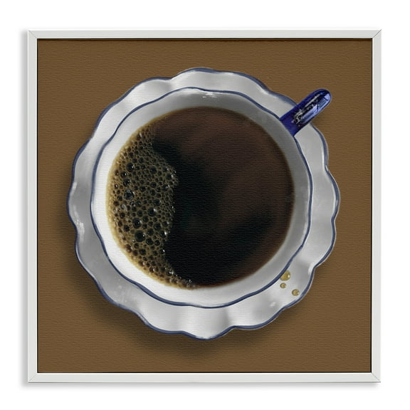 Stupell Industries Aerial View Coffee Cup Food & Beverage Painting White Framed Art Print Wall Art, 17 x 17