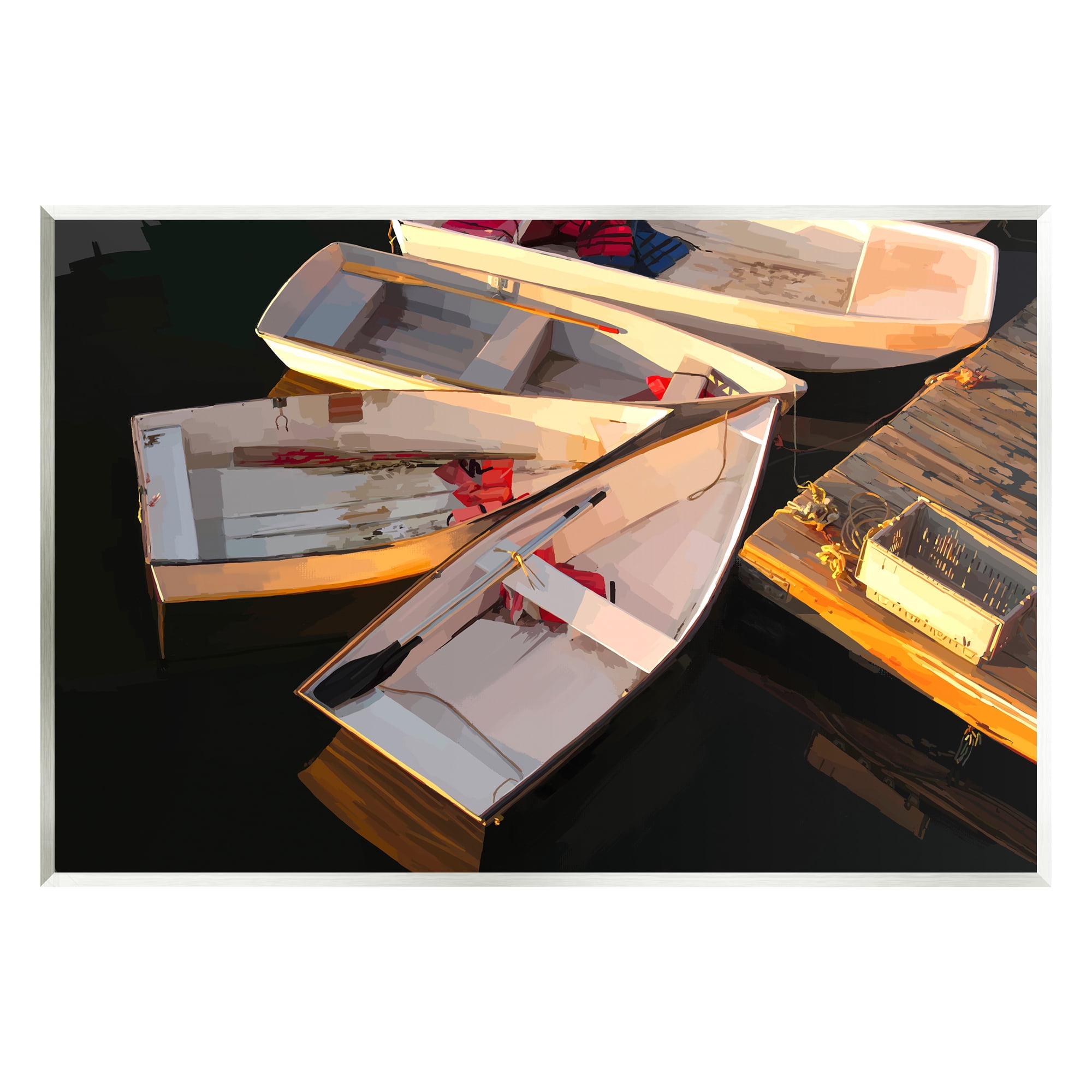 Stupell Industries Aerial View Docked Boats At Lake Coastal Photography ...
