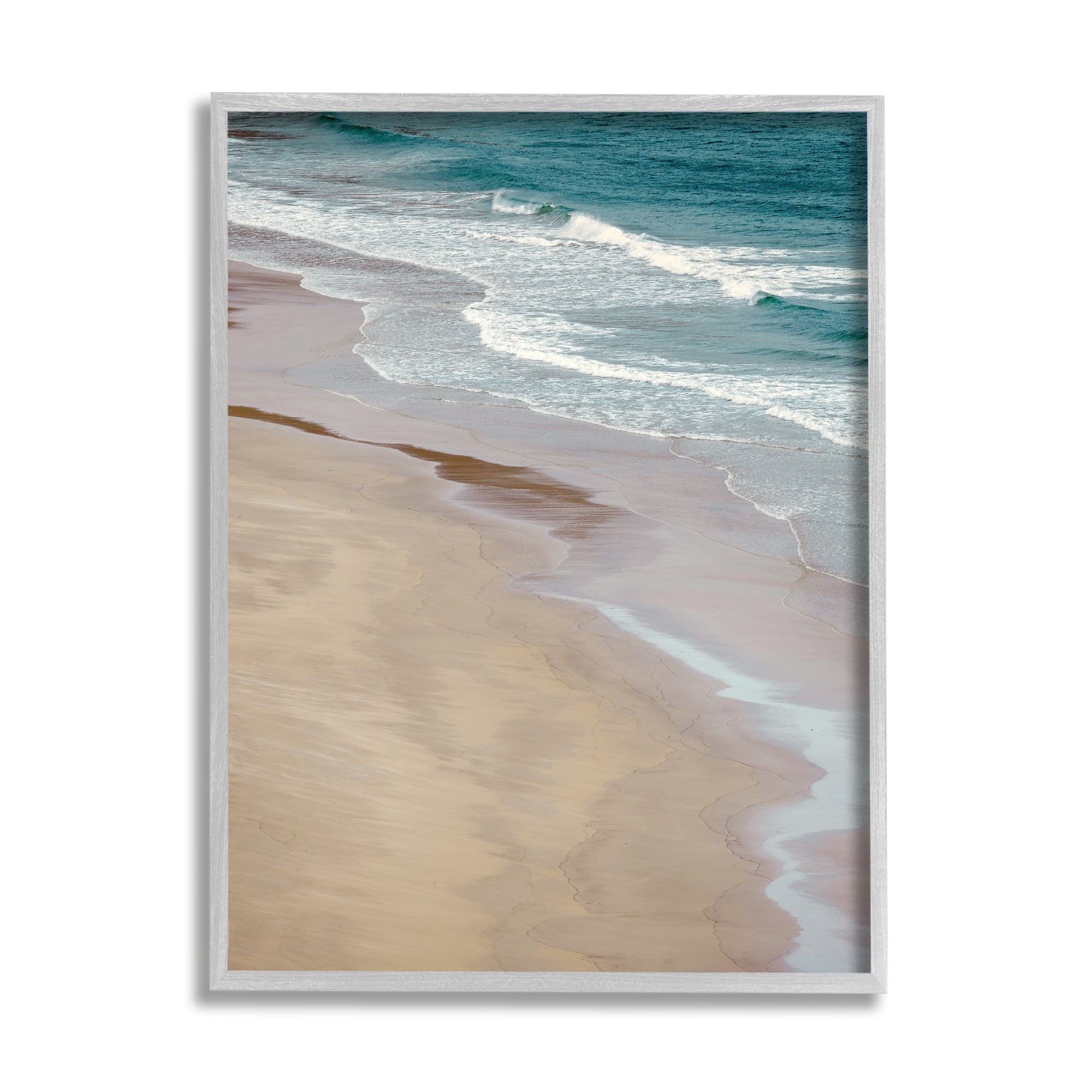 Stupell Industries Aerial View Ocean Water Foamy Coast Beach Photograph Gray Framed Art Print Wall Art, Design by Danita Delimont
