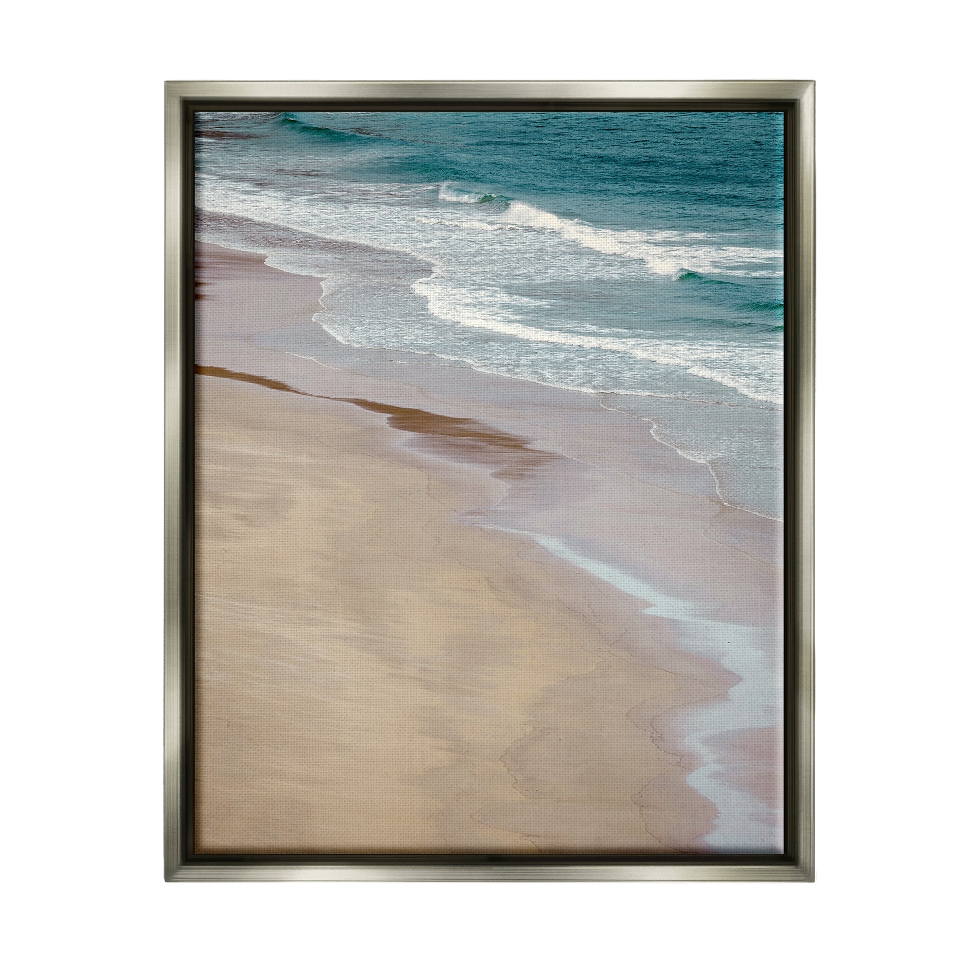 Stupell Industries Aerial View Ocean Water Foamy Coast Beach Photograph Luster Gray Floating Framed Canvas Print Wall Art, Design by Danita Delimont