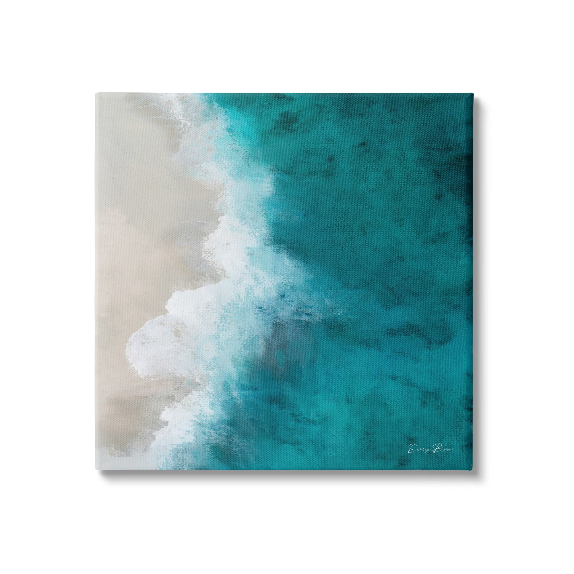 Aerial View Shoreline Beach Ocean Foam Canvas Print, 24x24