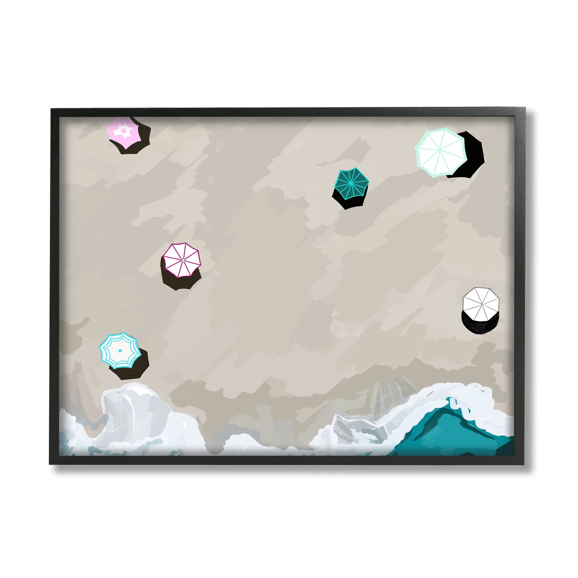 Stupell Industries Aerial View Shoreline Nature Painting Black Framed Art Print Wall Art, 14 x 11