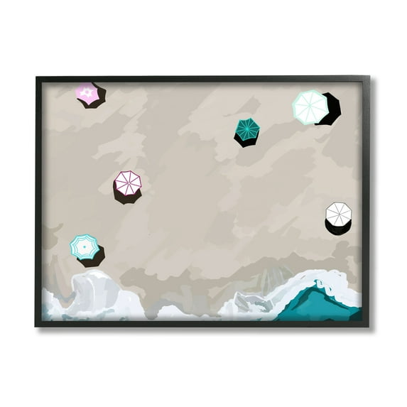 Stupell Industries Aerial View Shoreline Nature Painting Black Framed Art Print Wall Art, 30 x 24