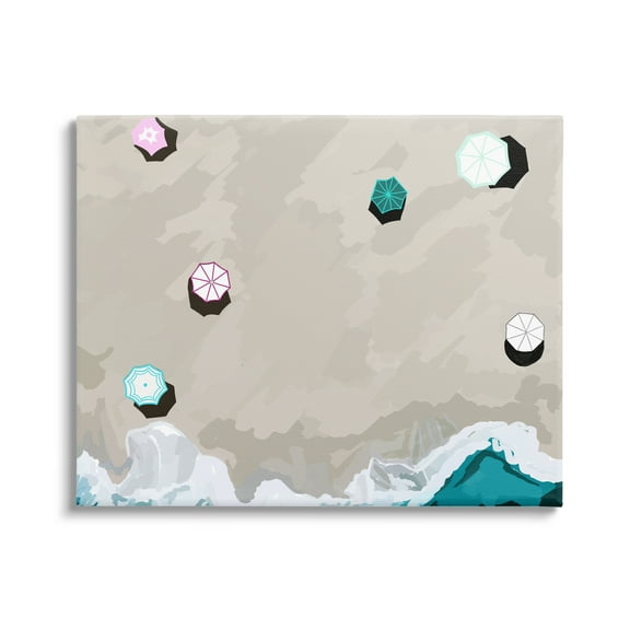 Stupell Industries Aerial View Shoreline Nature Painting Gallery Wrapped Canvas Print Wall Art, 20 x 16