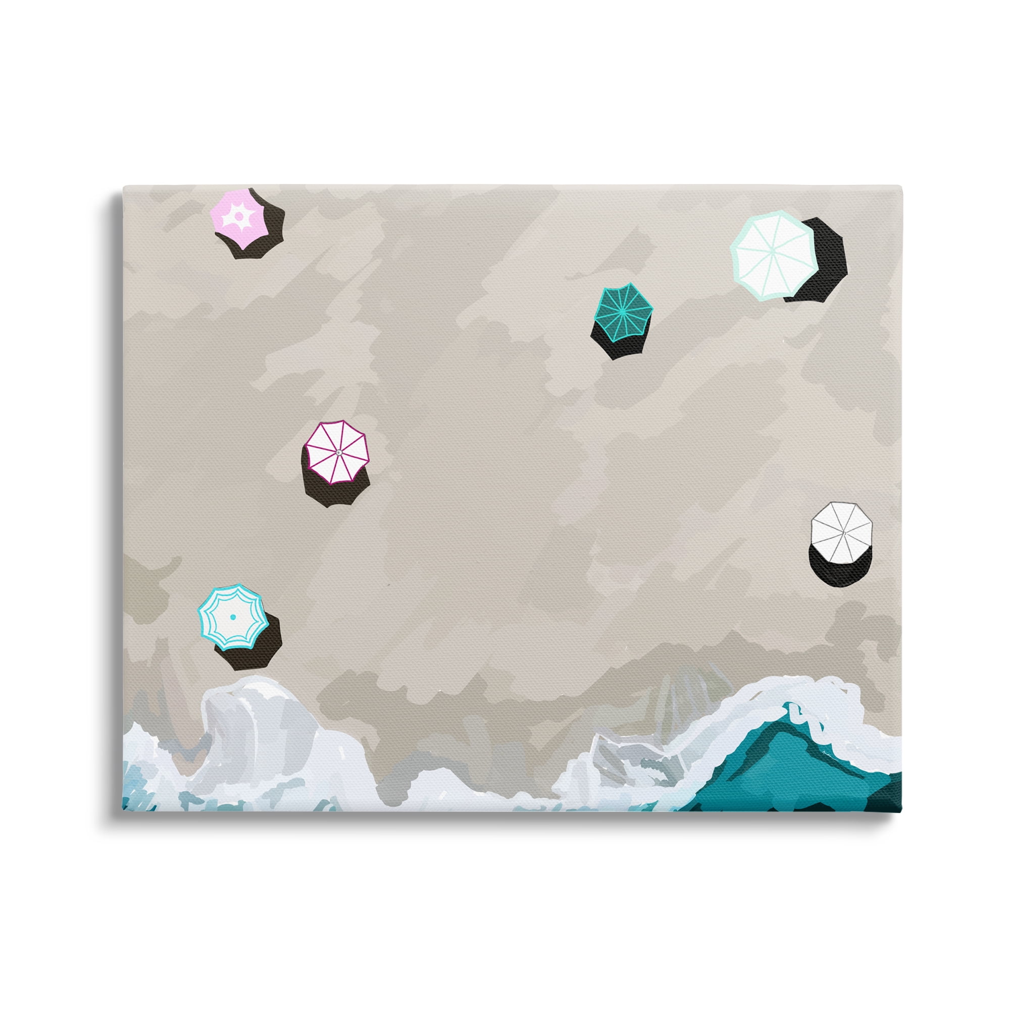 Stupell Industries Aerial View Shoreline Nature Painting Gallery Wrapped Canvas Print Wall Art, 48 x 36