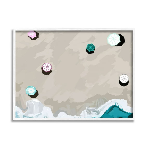 Stupell Industries Aerial View Shoreline Nature Painting White Framed Art Print Wall Art, 20 x 16