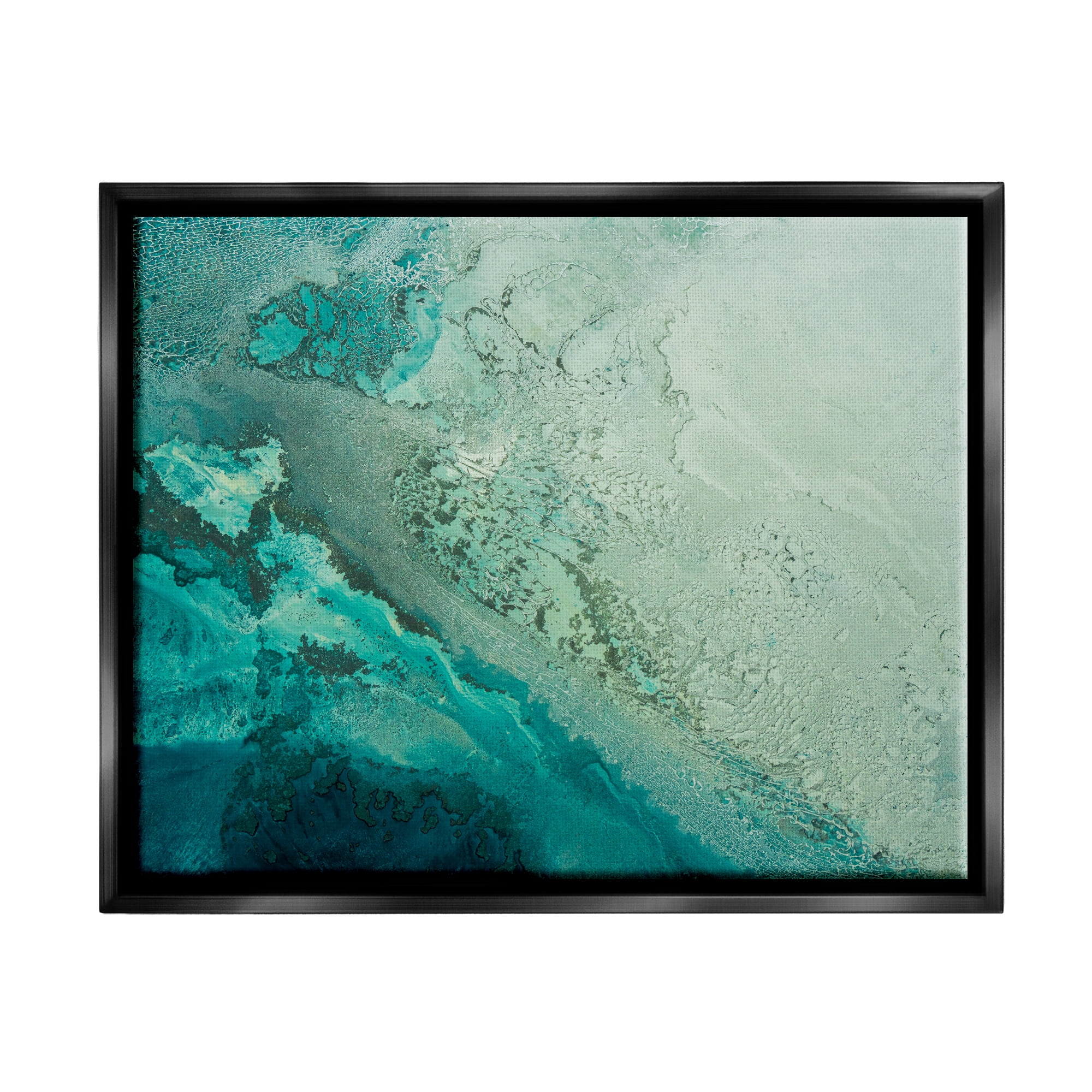 Stupell Industries Aerial View Tide Pool Landscape Painting Black Floater Framed Canvas Art Print Wall Art, 21 x 17