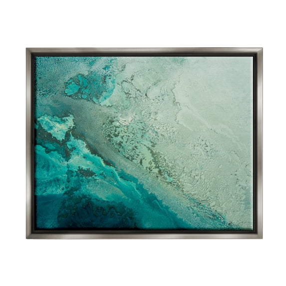 Stupell Industries Aerial View Tide Pool Landscape Painting Gray Floater Framed Canvas Art Print Wall Art, 31 x 25