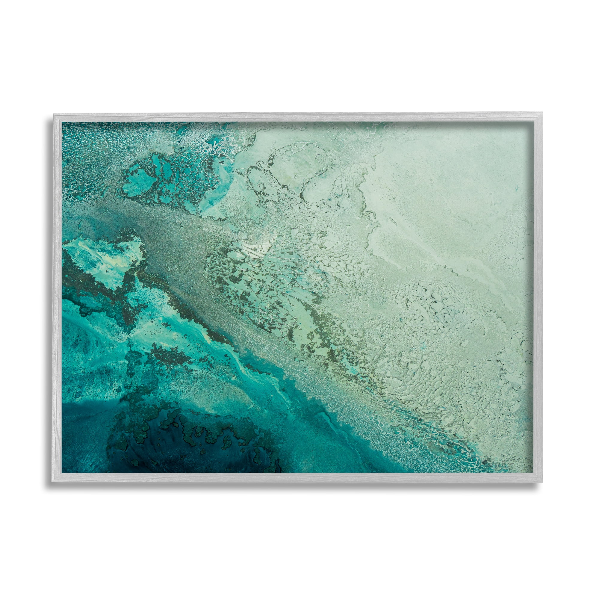 Stupell Industries Aerial View Tide Pool Landscape Painting Gray Framed Art Print Wall Art, 14 x 11