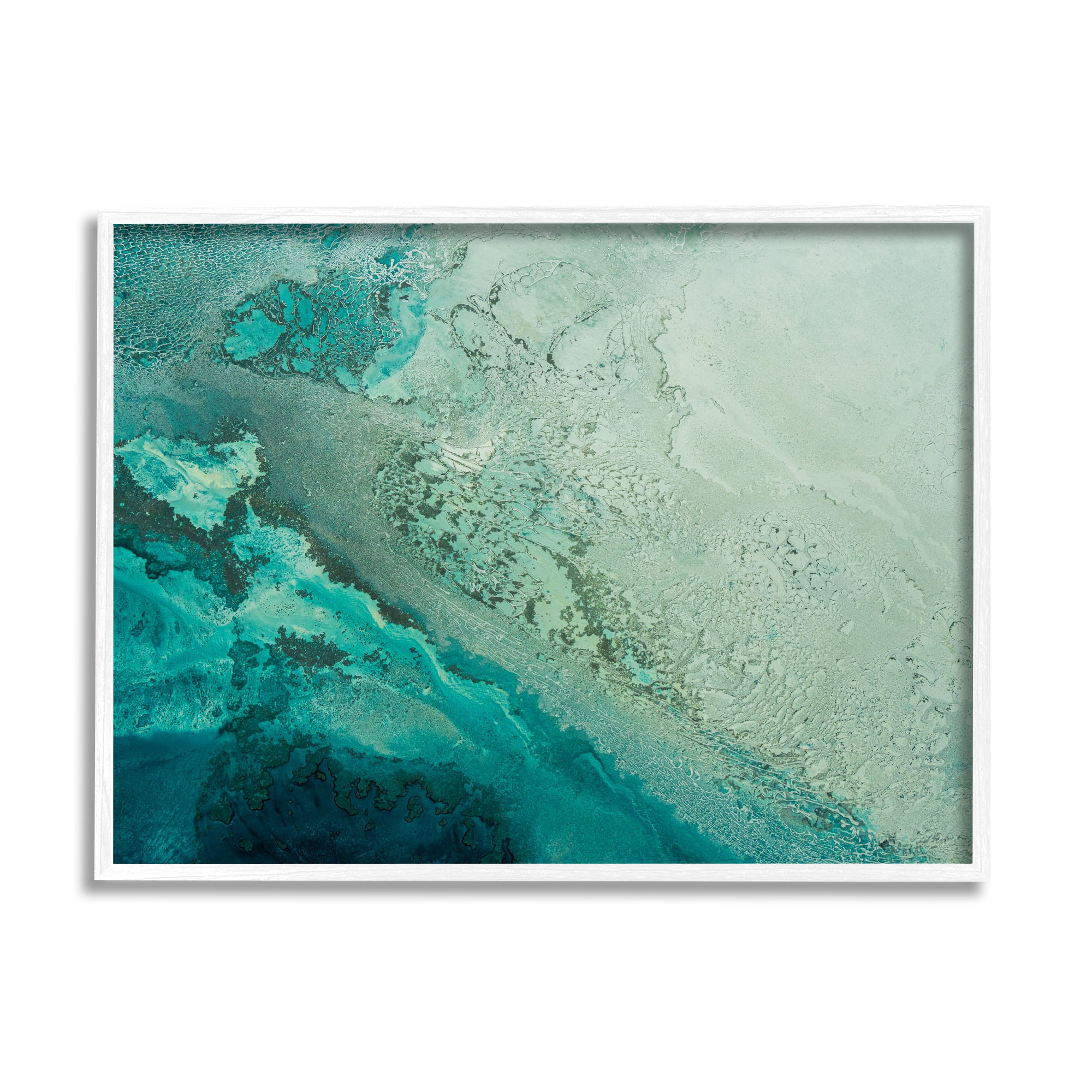 Stupell Industries Aerial View Tide Pool Landscape Painting White Framed Art Print Wall Art, 30 x 24