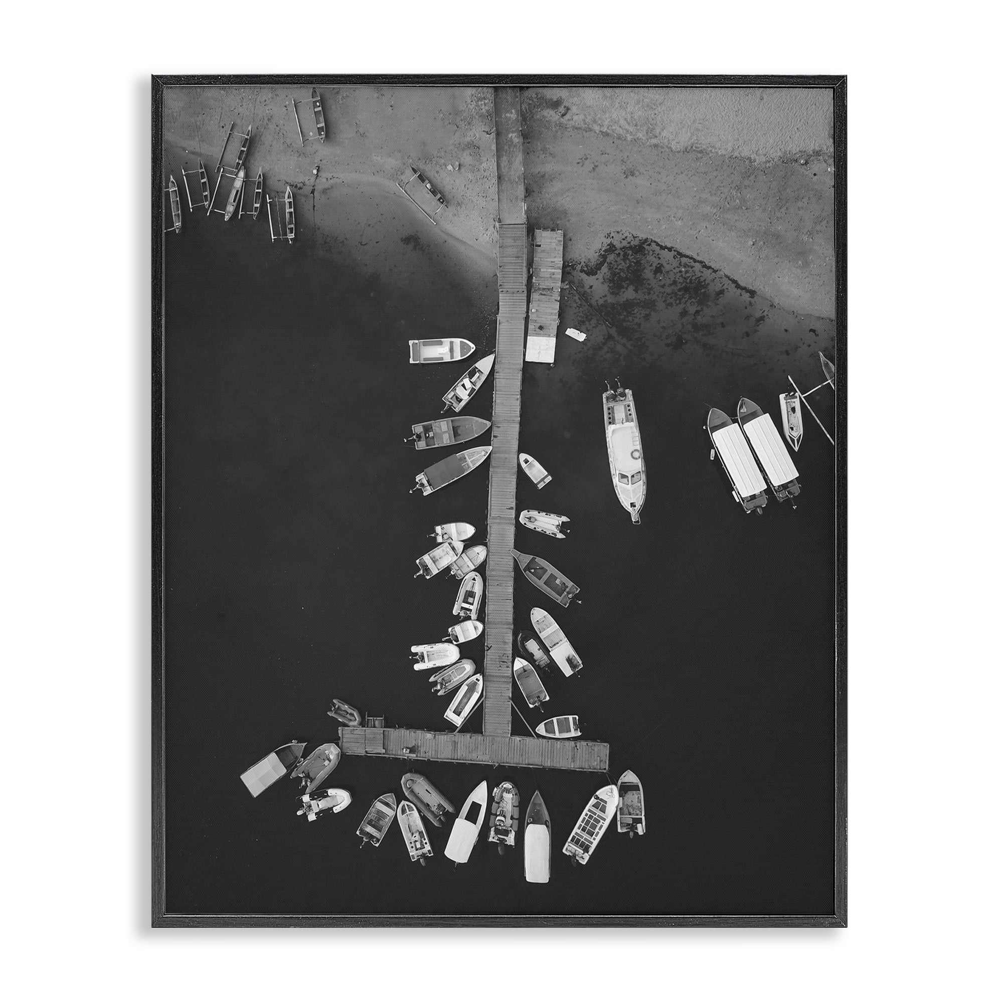 Stupell Industries Aerial View of Docked Boats Transportation Photography Black Framed Art Print Wall Art, 24 x 30