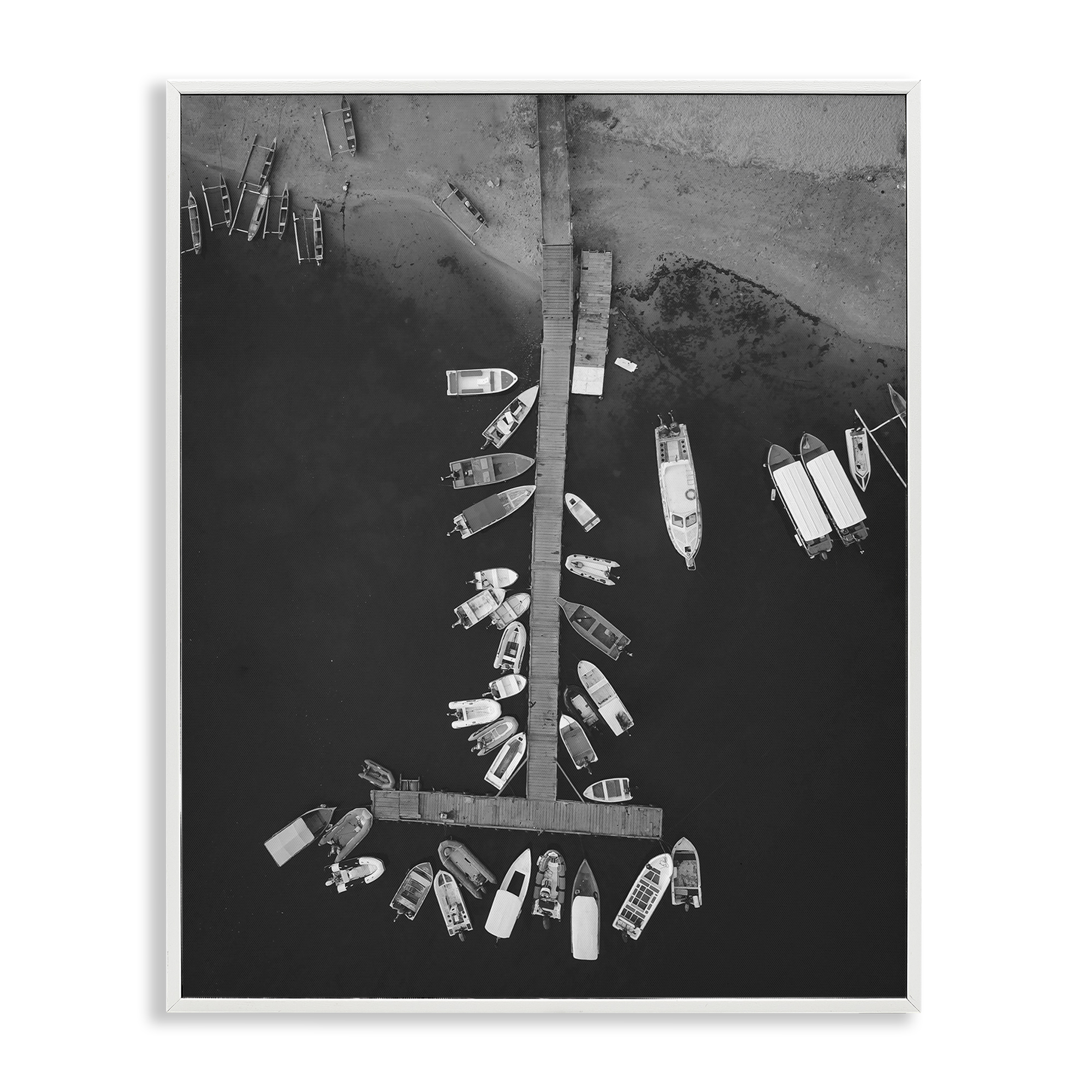 Stupell Industries Aerial View of Docked Boats Transportation Photography White Framed Art Print Wall Art, 11 x 14