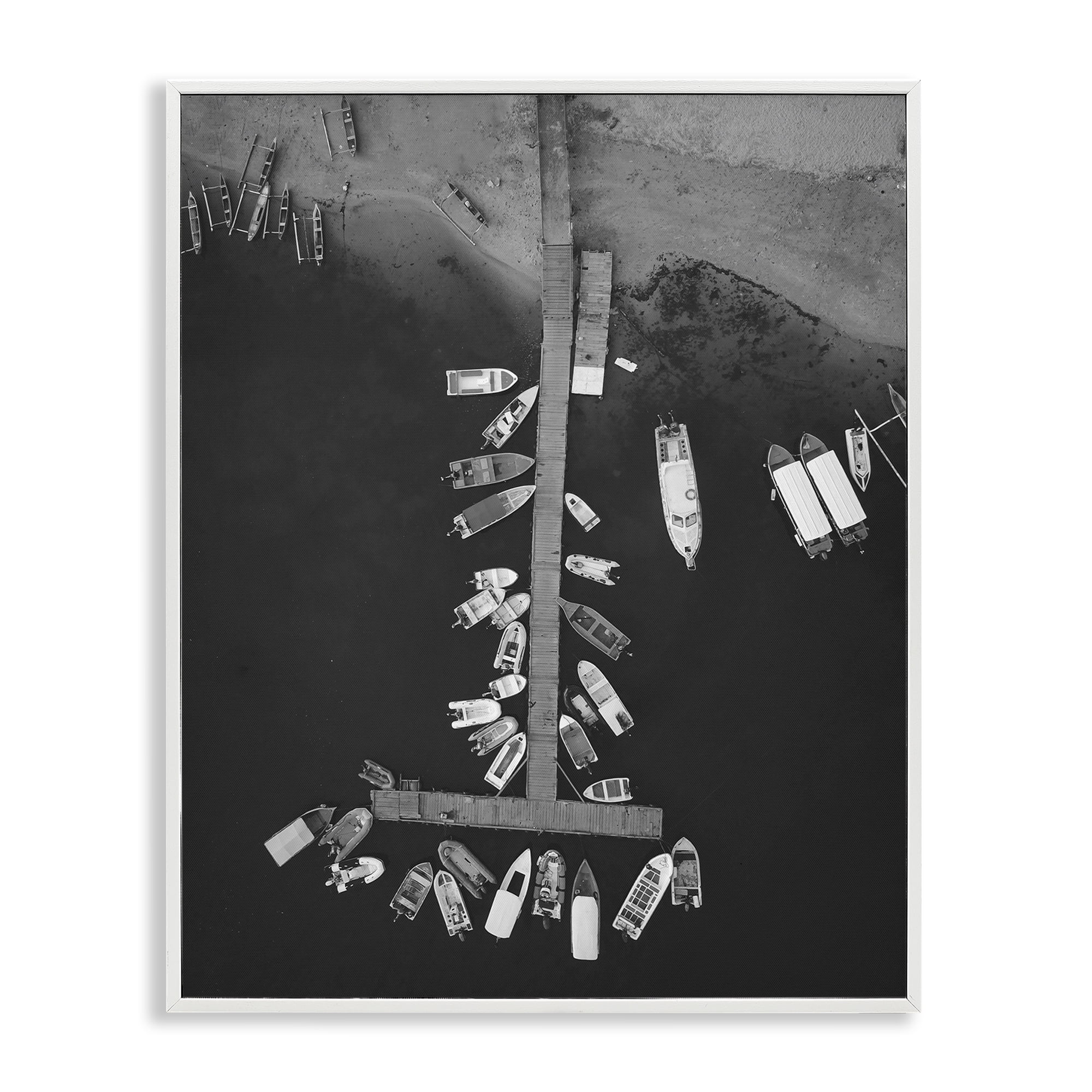 Stupell Industries Aerial View of Docked Boats Transportation Photography White Framed Art Print Wall Art, 24 x 30