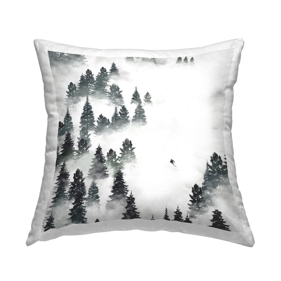 Stupell Industries Aerial Winter Ski Slopes Snowy Nature Scene Design by Ziwei Li Throw Pillow