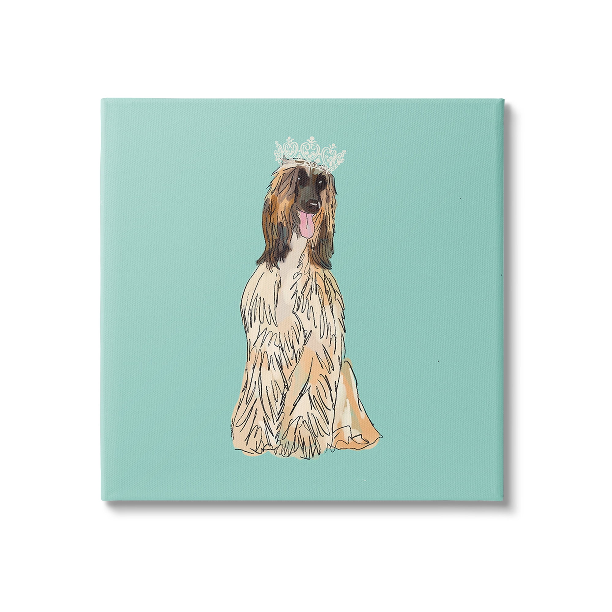 Stupell Industries Afghan Hound with Crown Animals & Insects Painting Gallery Wrapped Canvas Art Print Wall Art, 24 x 24