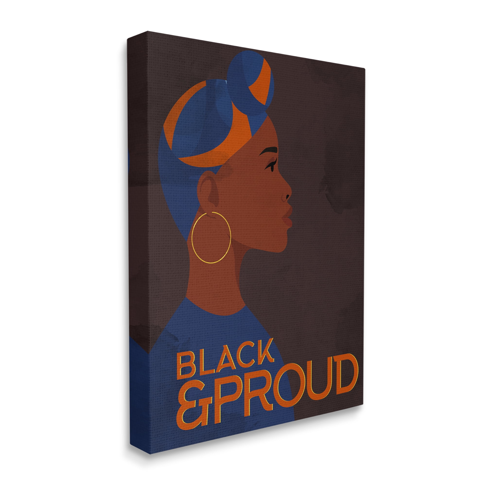 Stupell Industries African American Woman Black and Proud Phrase Typography Painting Gallery Wrapped Canvas Print Wall Art, 24 x 30
