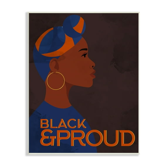 Stupell Industries African American Woman Black and Proud Phrase Typography Painting Unframed Art Print Wall Art, 10 x 15
