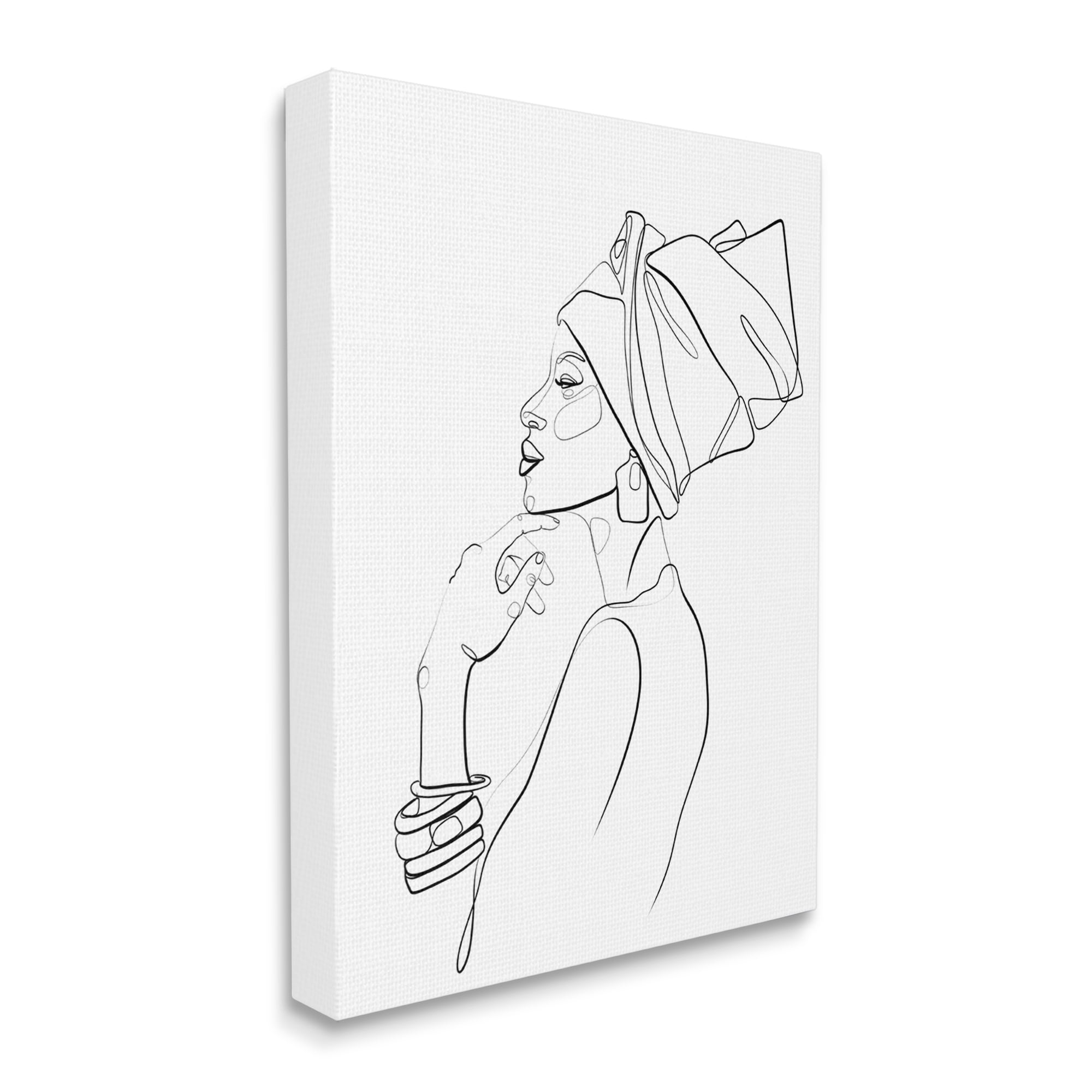 Stupell Industries African American Woman Headwrap Modern Minimal Linework, 16 x 20, Designed by Ros Ruseva
