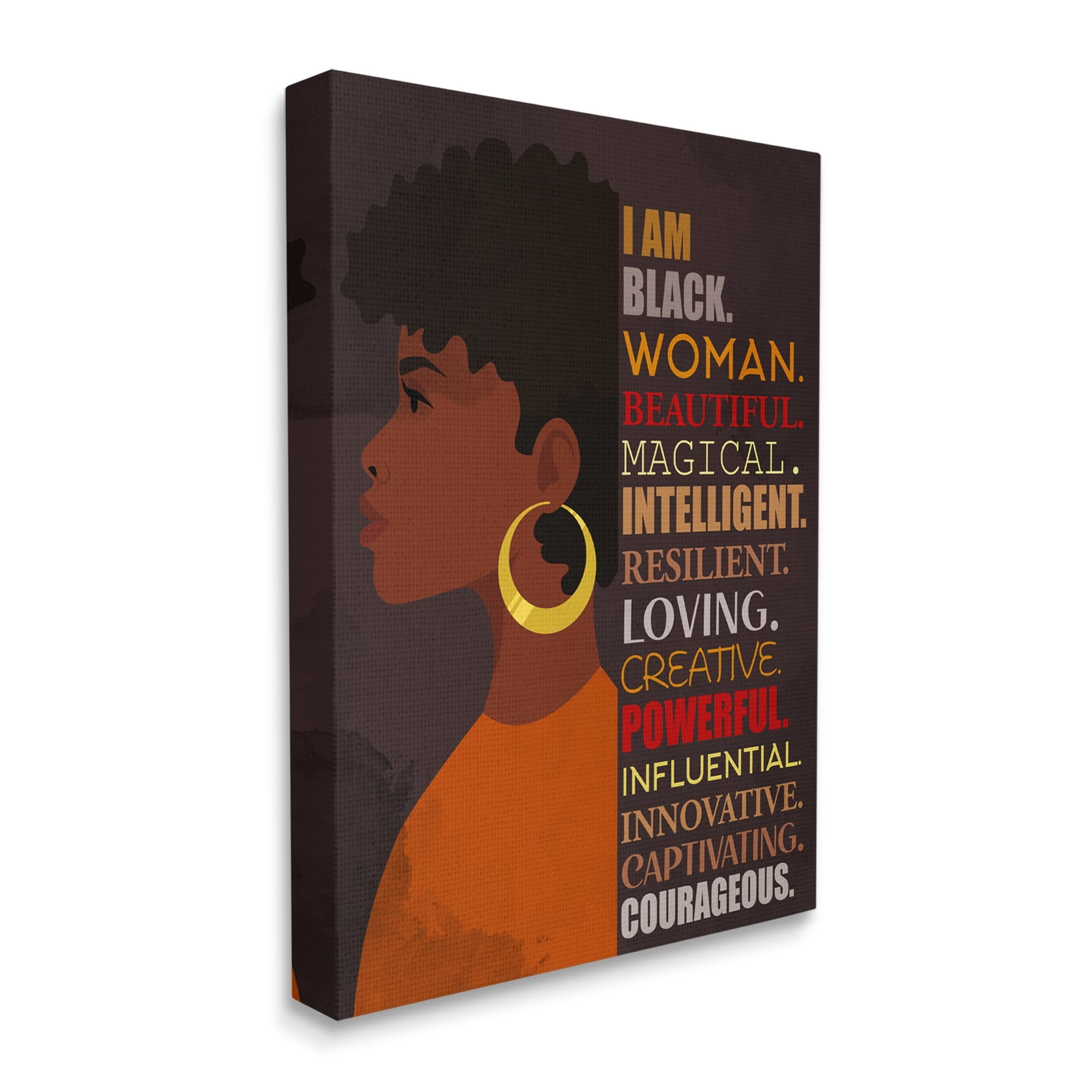 Stupell Industries African American Woman I Am Inspirational Phrases Inspirational Painting Gallery Wrapped Canvas Print Wall Art, 30 x 40