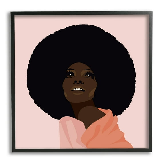 Stupell Industries African American Woman Wearing Pink Glam Fashion Beauty & Fashion Painting Black Framed Art Print Wall Art, 24 x 24