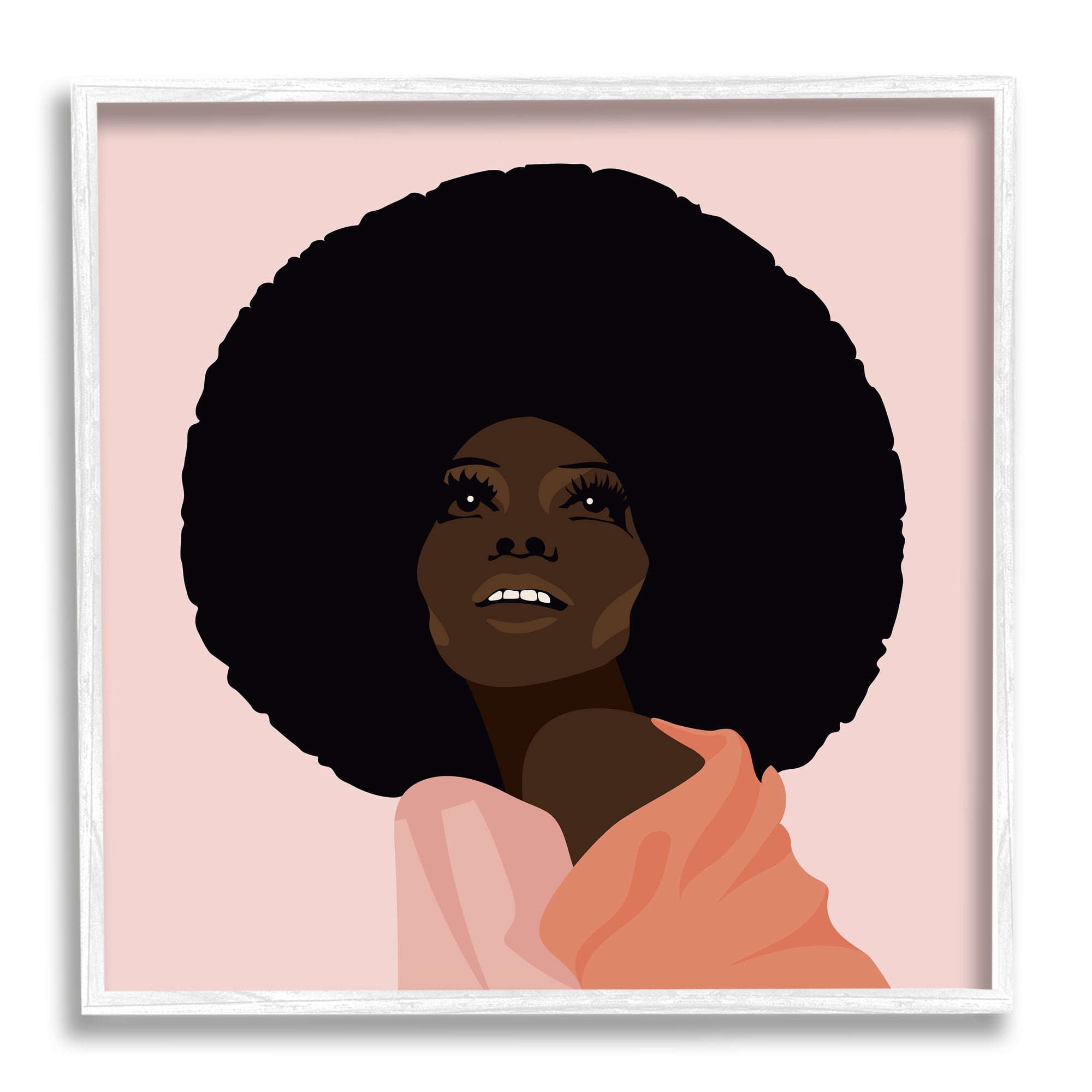 Stupell Industries African American Woman Wearing Pink Glam Fashion Beauty & Fashion Painting White Framed Art Print Wall Art, 24 x 24