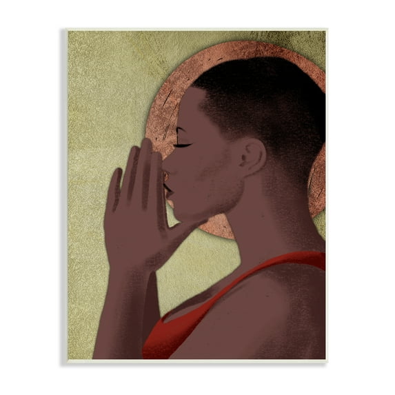 Stupell Industries African American Woman in Prayer Portrait Geometric Shapes World Cultures Painting Unframed Art Print Wall Art, 13 x 19