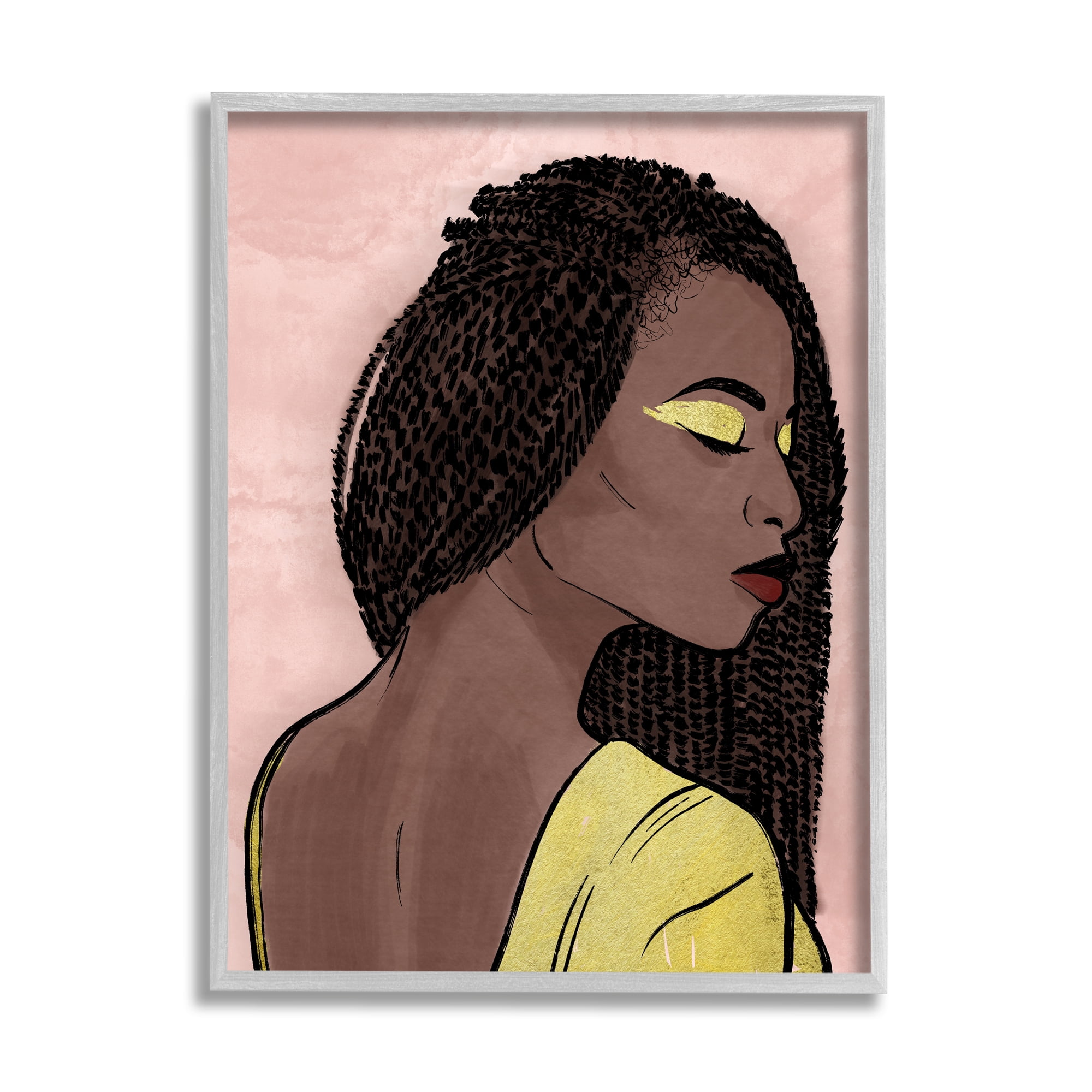 Stupell Industries African American Woman with Gold Glitz Eye Shadow, 24 x 30, Design by Marcus Prime