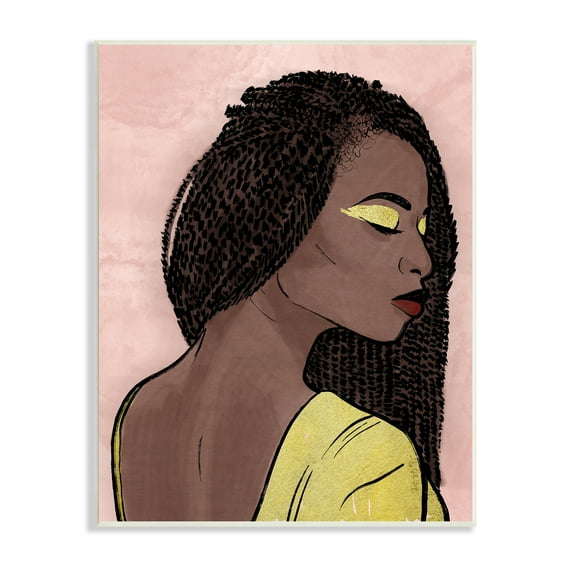Stupell Industries African American Woman with Gold Glitz Eye Shadow World Cultures Painting Unframed Art Print Wall Art, 13 x 19
