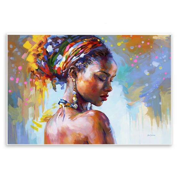 Stupell Industries African Beauty Portrait People Painting Unframed Art Print Wall Art, 15 x 10