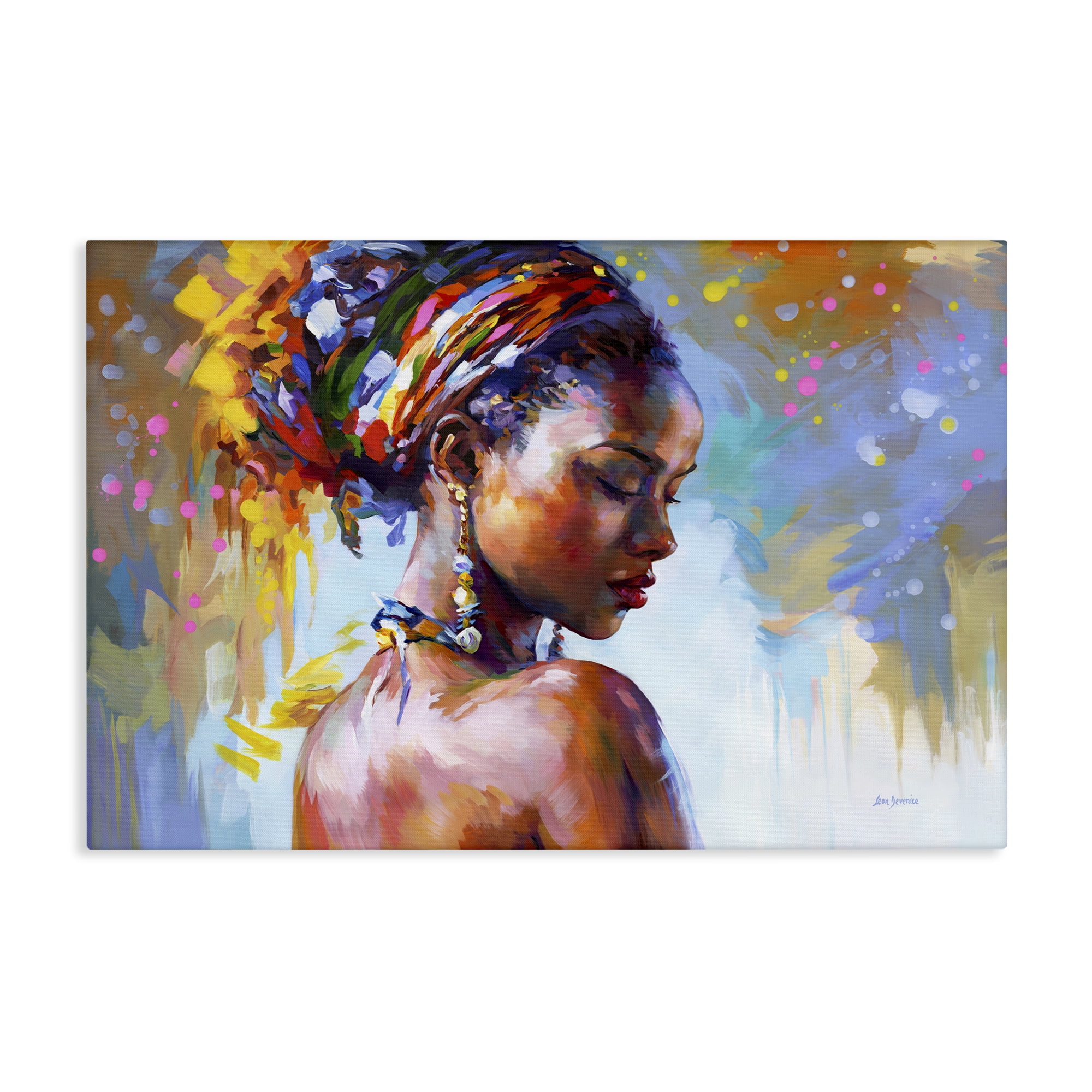 Stupell Industries African Beauty Portrait People Painting Wrapped Canvas Art Print Wall Art, 36 x 24