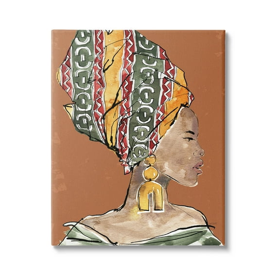 Stupell Industries African Flair Earthy Portrait Graphic Art Gallery Wrapped Canvas Print Wall Art, Design by Anne Tavoletti