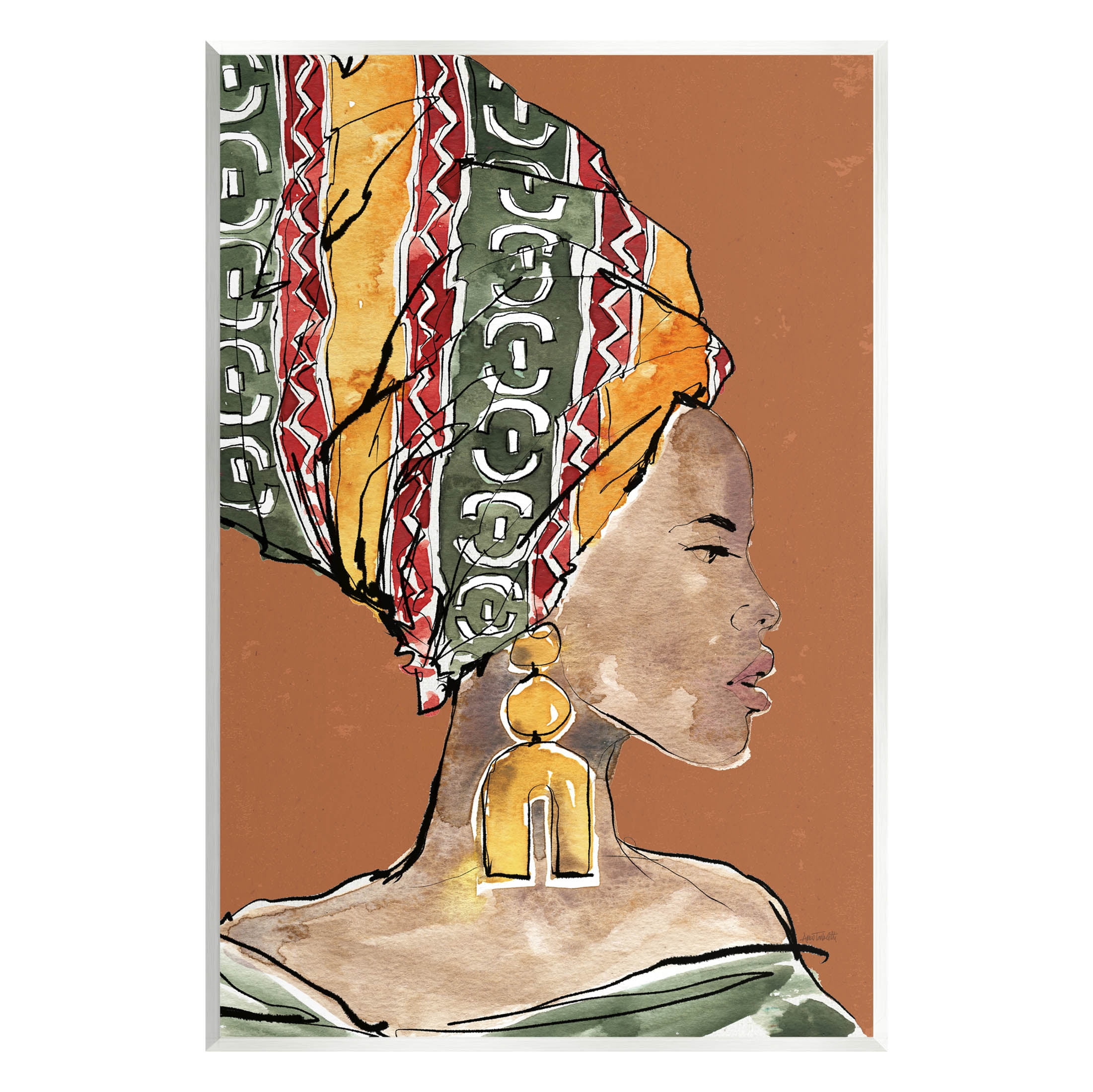 Stupell Industries African Flair Earthy Portrait Graphic Art Unframed Art Print Wall Art, Design by Anne Tavoletti