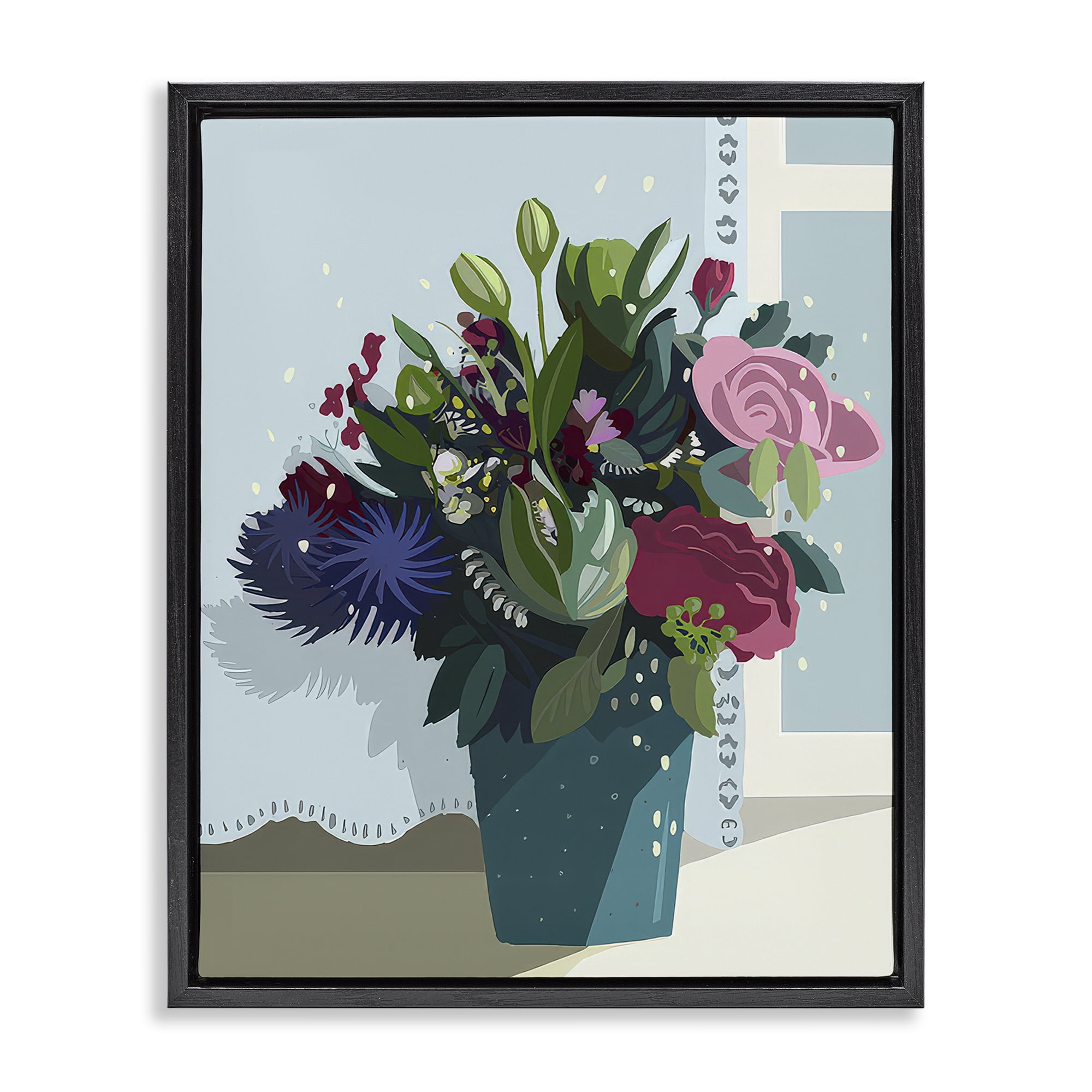 Stupell Industries After The Wedding Bouquet Plants & Flowers Painting Black Floater Framed Canvas Art Print Wall Art, 17 x 21