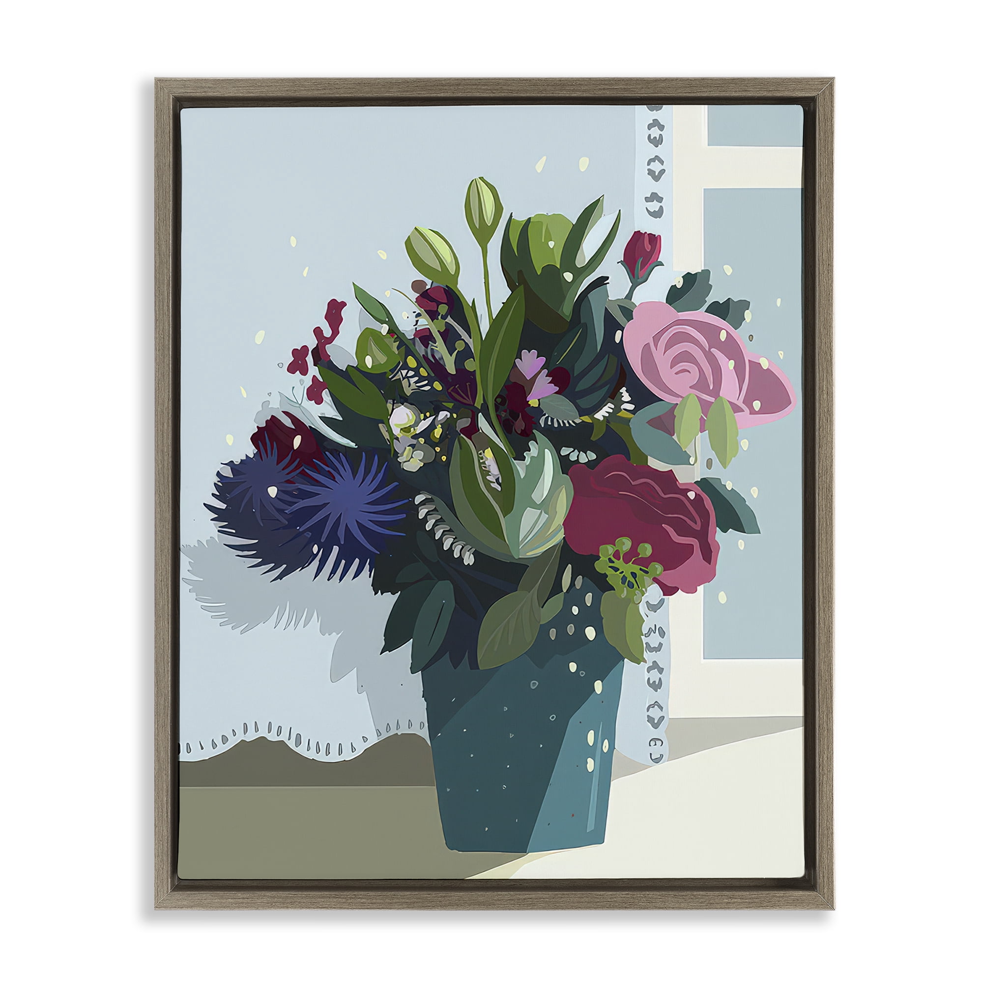 Stupell Industries After The Wedding Bouquet Plants & Flowers Painting Brown Floater Framed Canvas Art Print Wall Art, 17 x 21