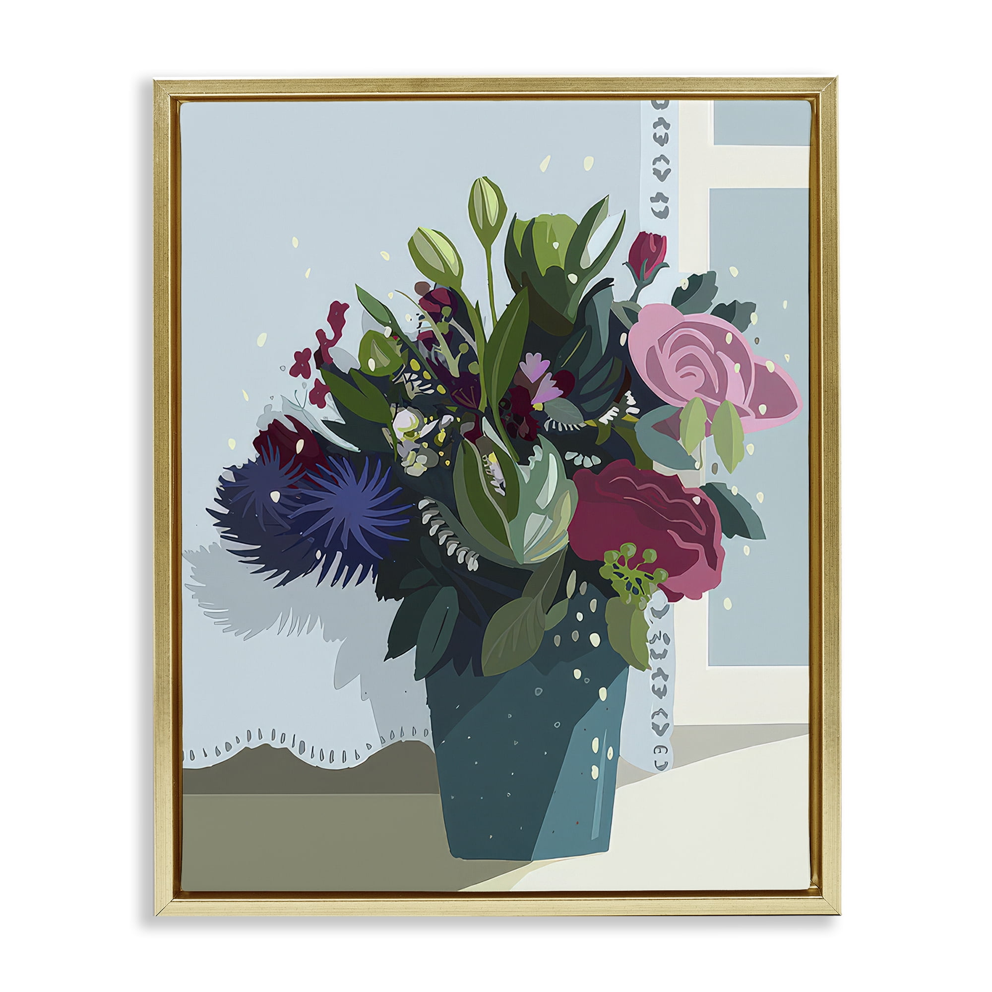Stupell Industries After The Wedding Bouquet Plants & Flowers Painting Gold Floater Framed Canvas Art Print Wall Art, 25 x 31