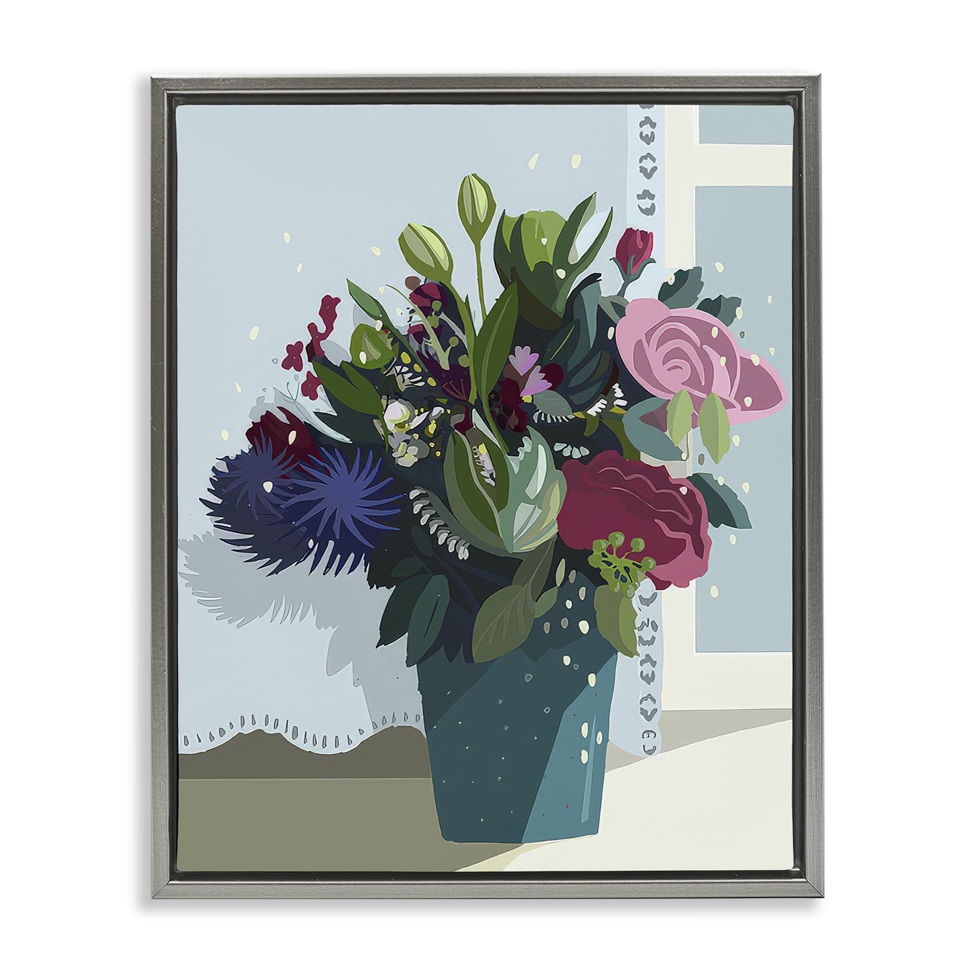 Stupell Industries After The Wedding Bouquet Plants & Flowers Painting Gray Floater Framed Canvas Art Print Wall Art, 25 x 31