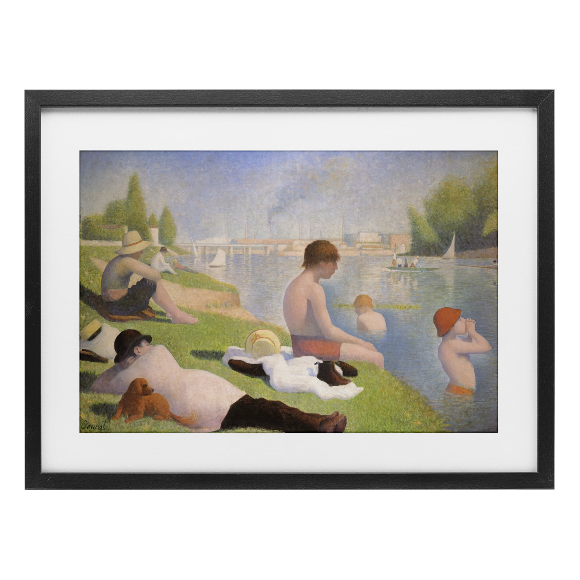 Stupell Industries Afternoon Bathers Georges Seurat Black Framed Print Under Glass, design by Georges Seurat