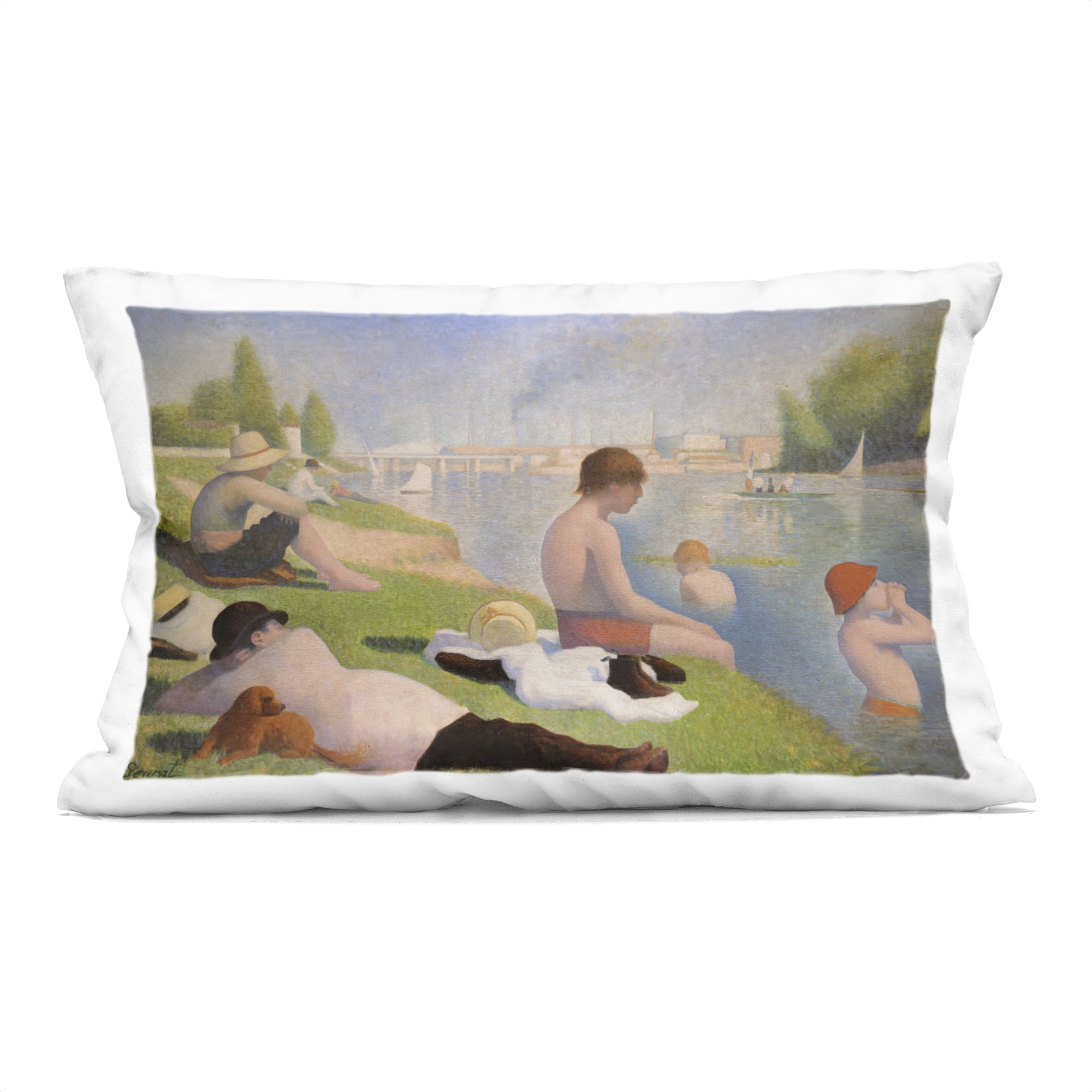 Stupell Industries Afternoon Bathers Georges Seurat Decorative Printed Throw Pillow, design by Georges Seurat, 14 x 7 x 20