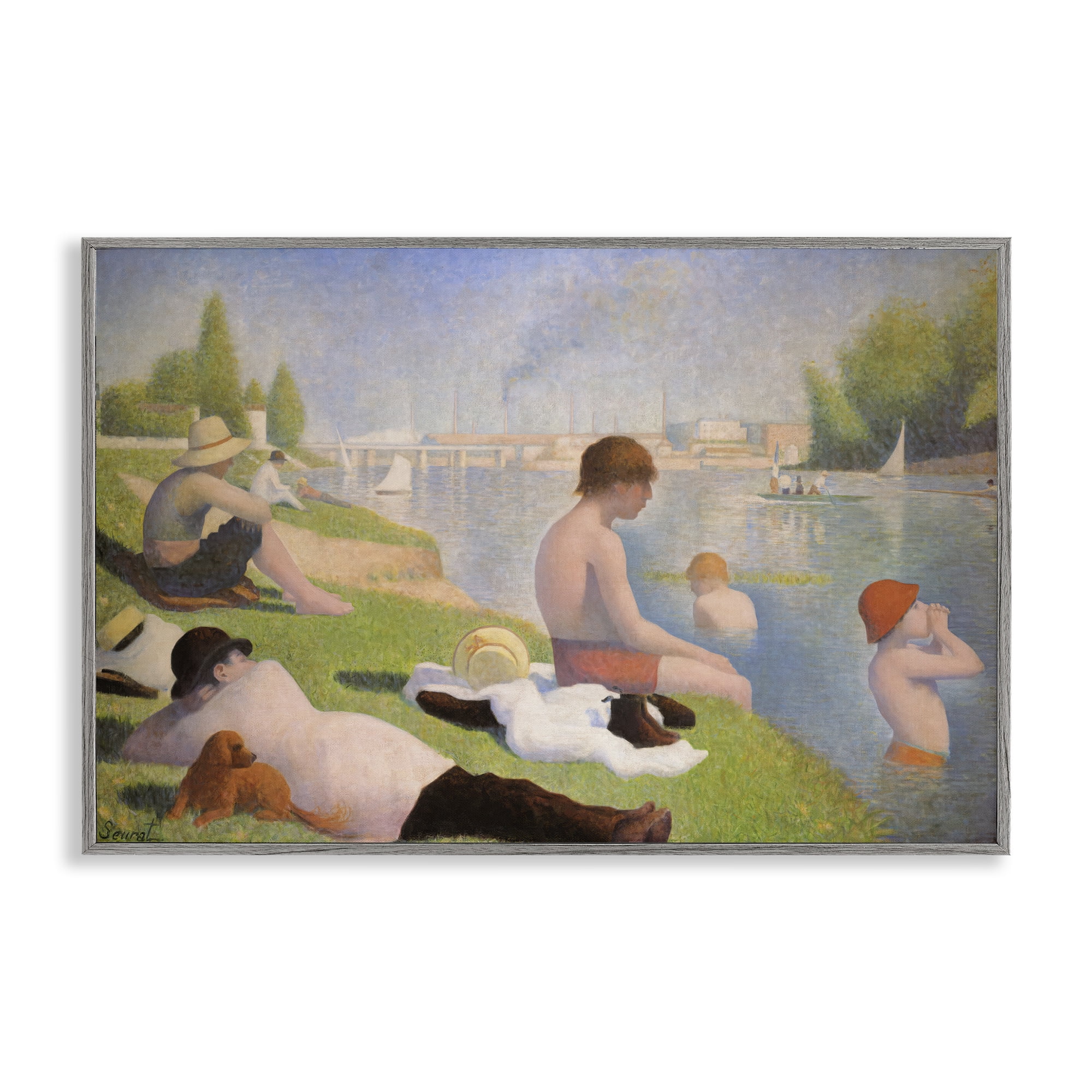 Stupell Industries Afternoon Bathers Georges Seurat Gray Framed Giclee Art, design by Georges Seurat