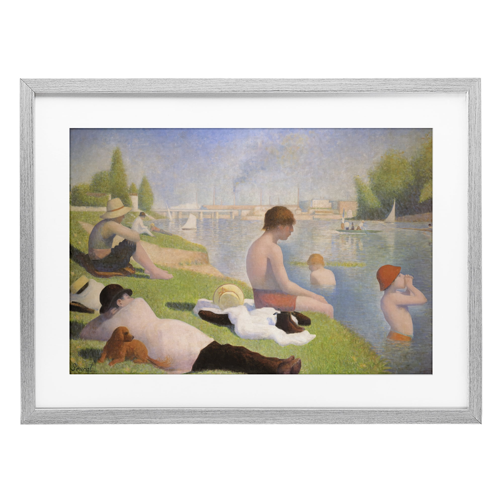 Stupell Industries Afternoon Bathers Georges Seurat Gray Framed Print Under Glass, design by Georges Seurat