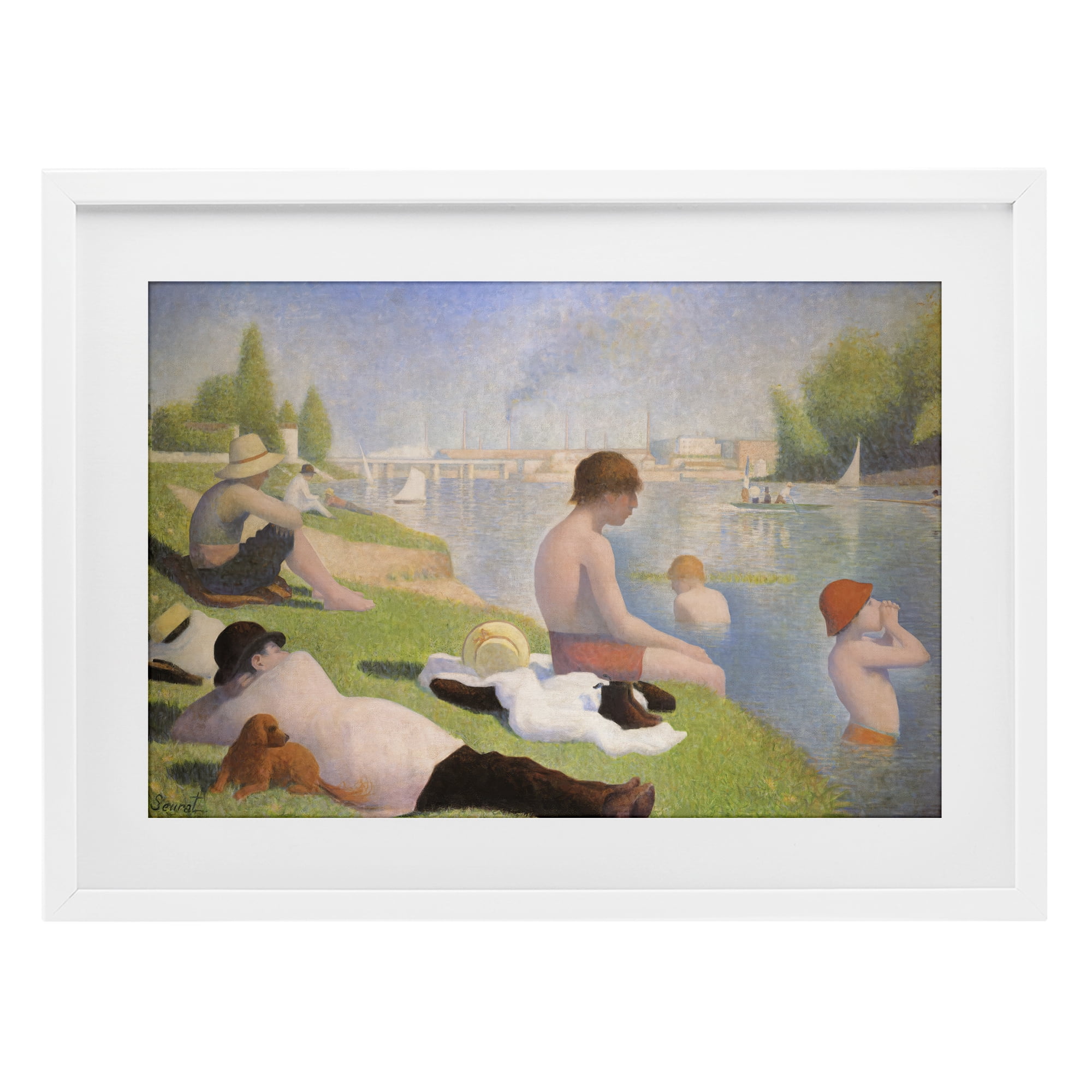 Stupell Industries Afternoon Bathers Georges Seurat White Framed Print Under Glass, design by Georges Seurat